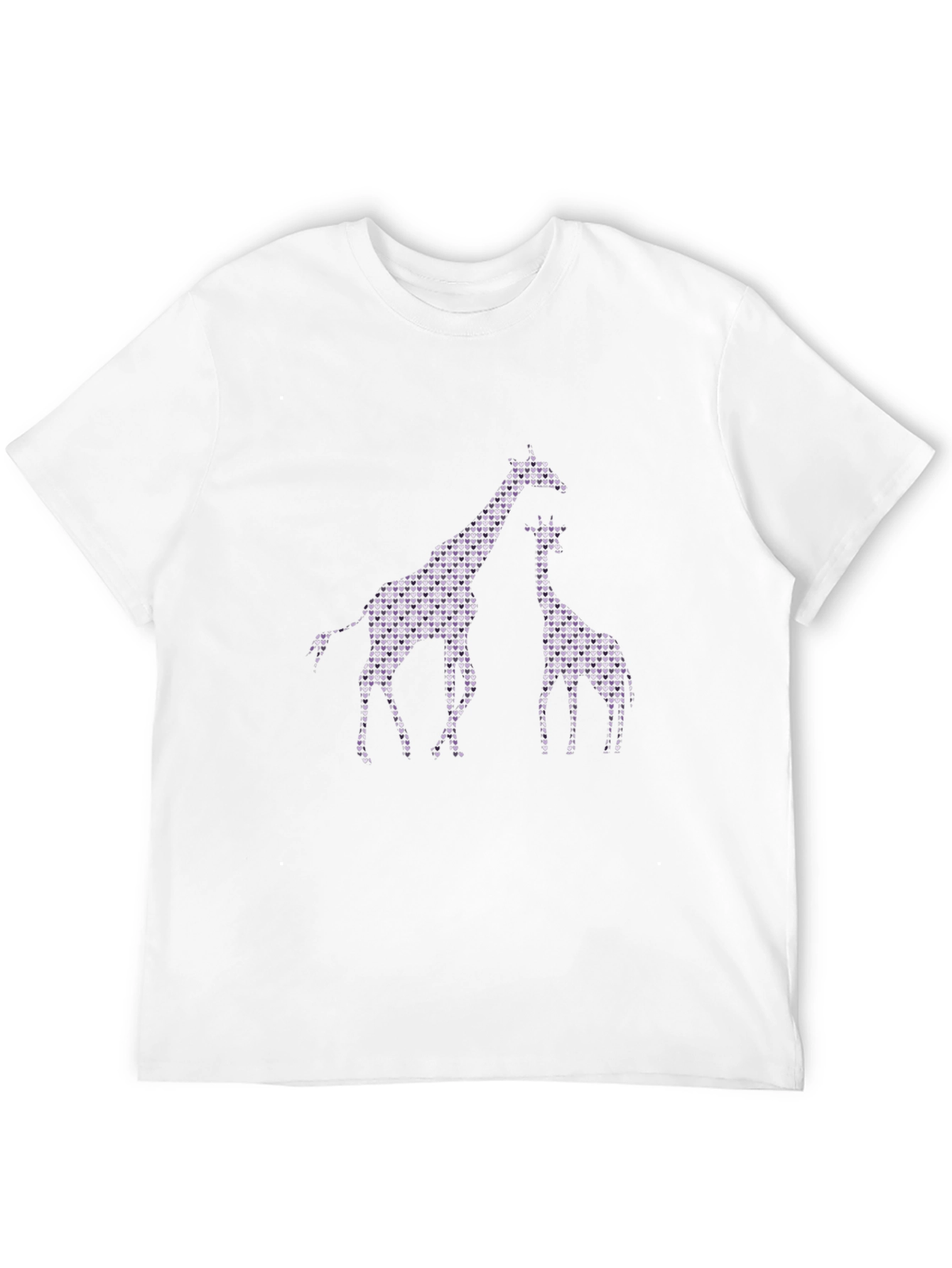 Black Giraffe Heart Patterned Black T-Shirt view 12