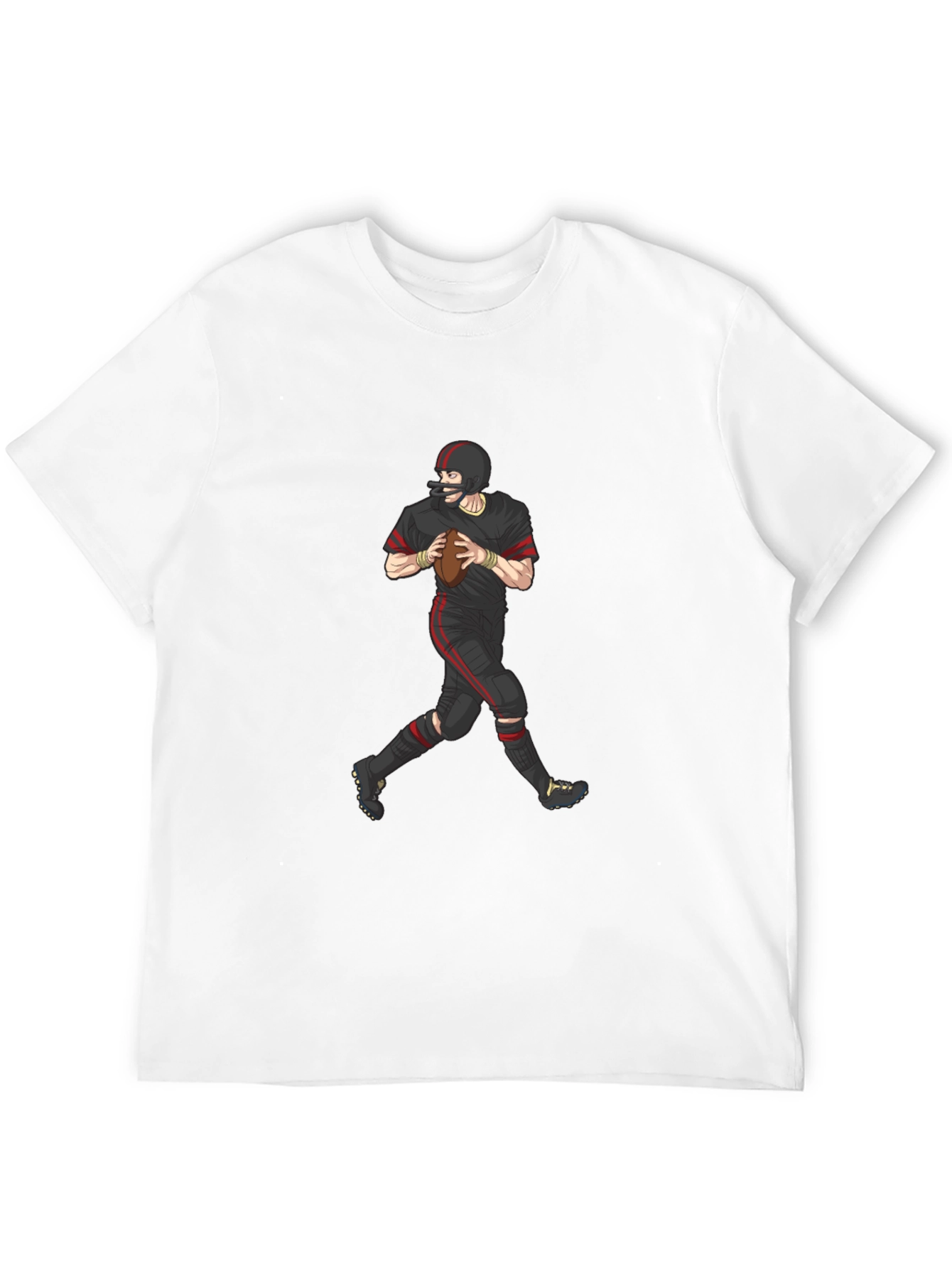 Black Vintage Football Player Graphic T-Shirt - Black view 12