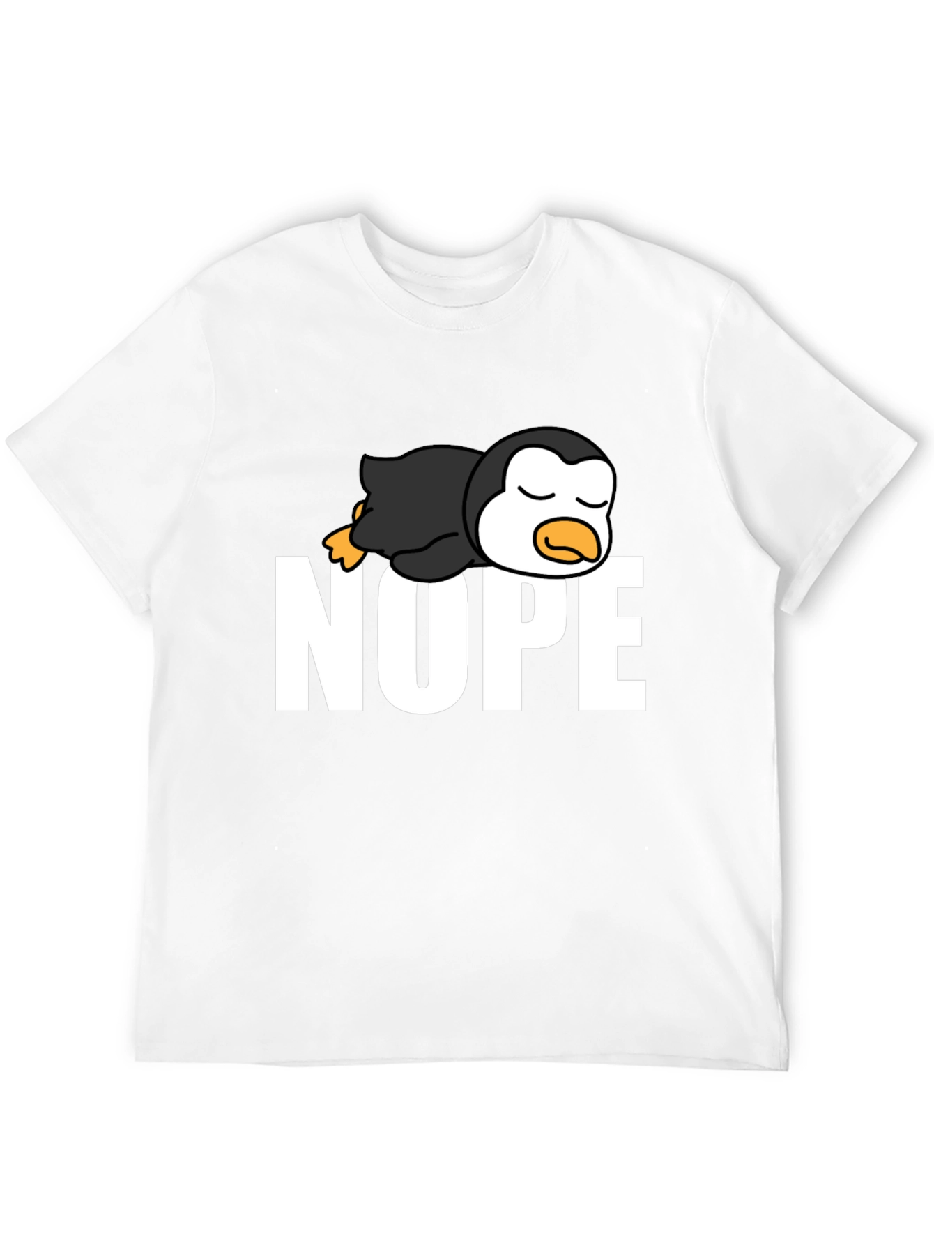 Black Nope Lazy Penguin Black T-Shirt view 12
