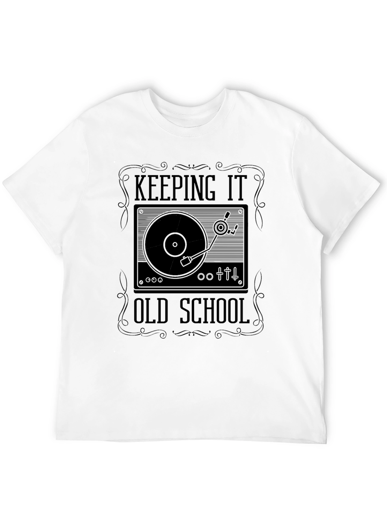 Black Keeping It Old School T-Shirt - Vinyl Record Player view 12