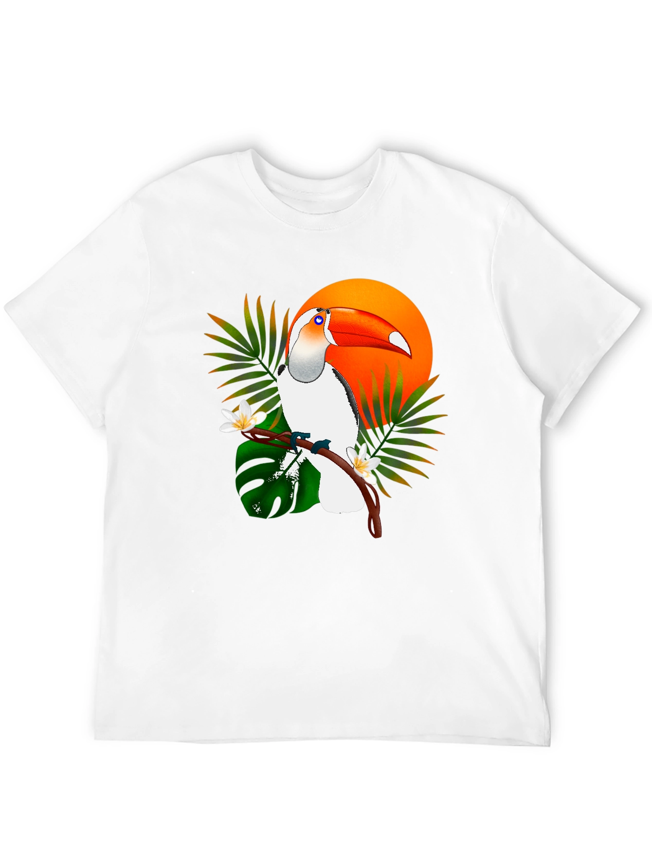 Black Tropical Toucan Graphic Tee - Black Cotton T-Shirt view 12