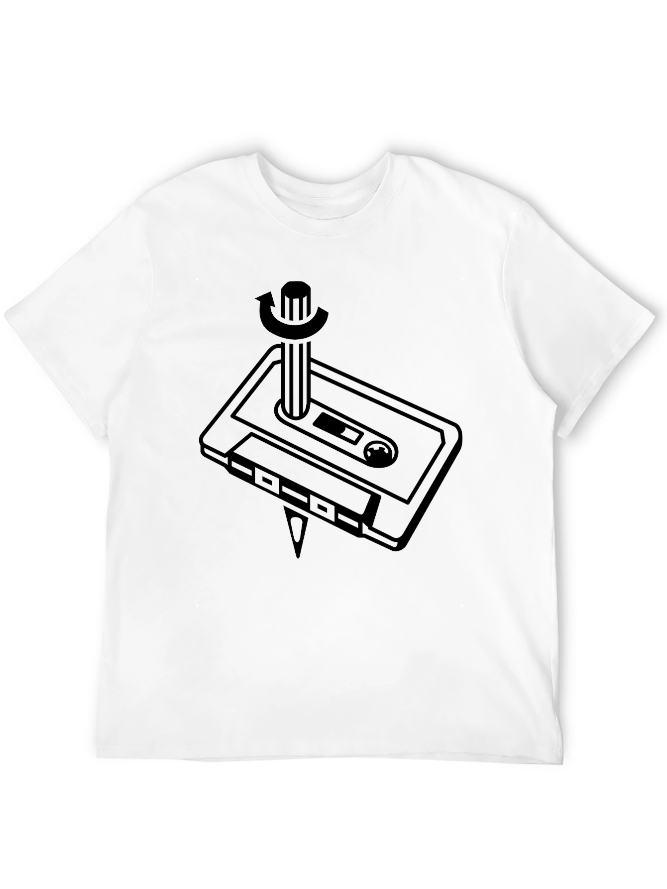 Black Retro Cassette Tape T-Shirt - Rewind Graphic Tee view 12