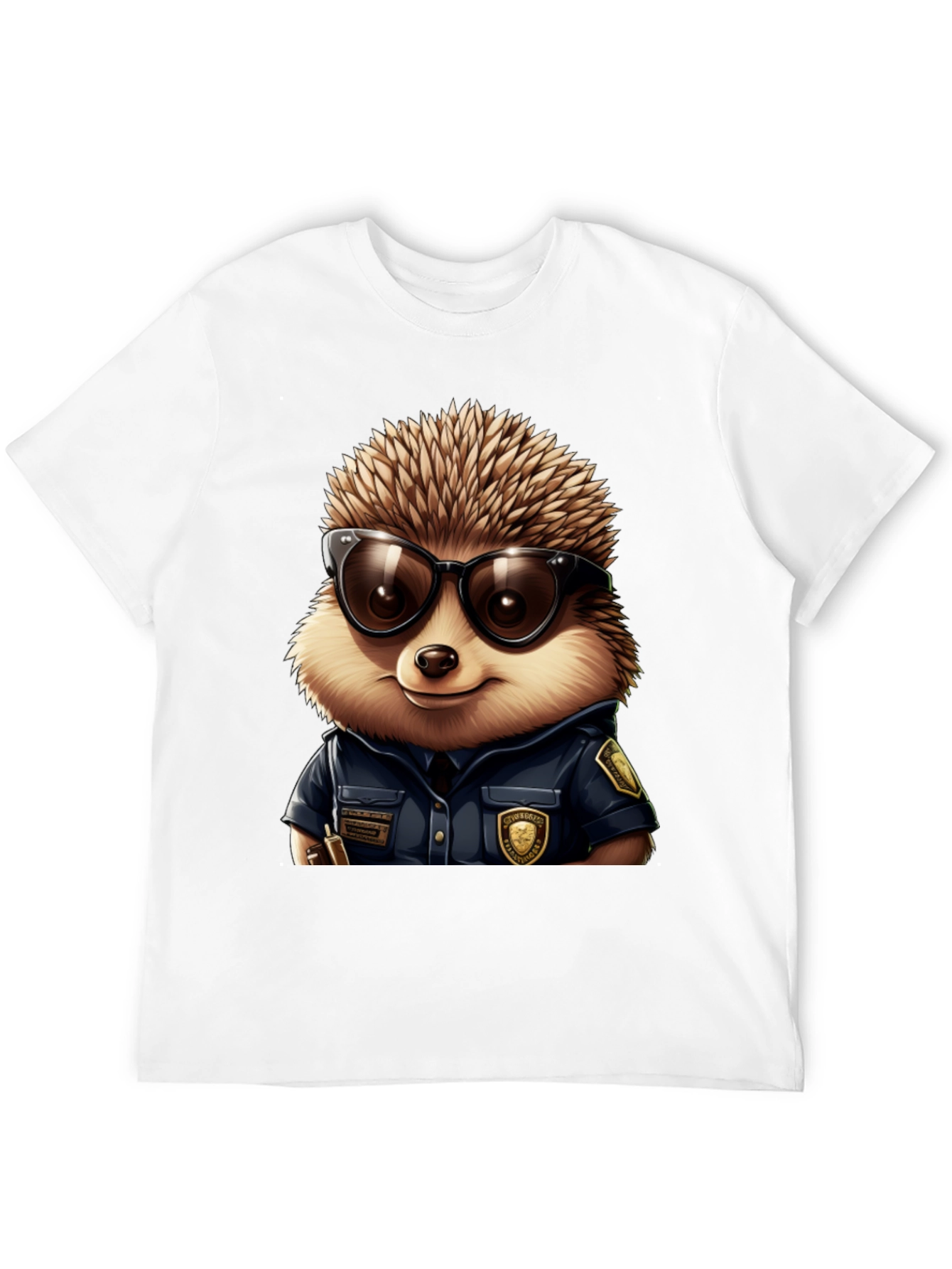 Black Cool Hedgehog Police T-Shirt view 12