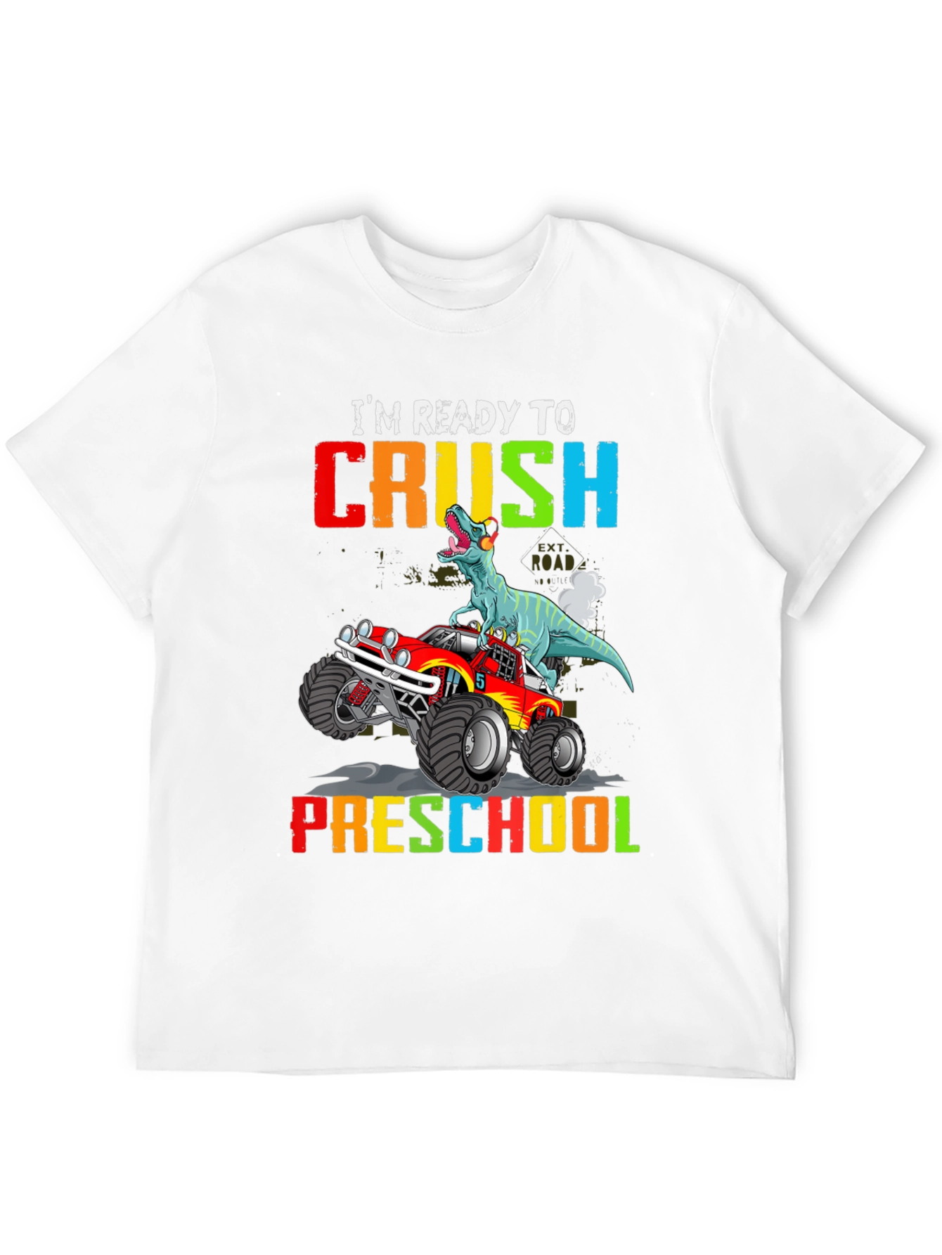 Black Ready to Crush Preschool Dinosaur Monster Truck T-Shirt view 12