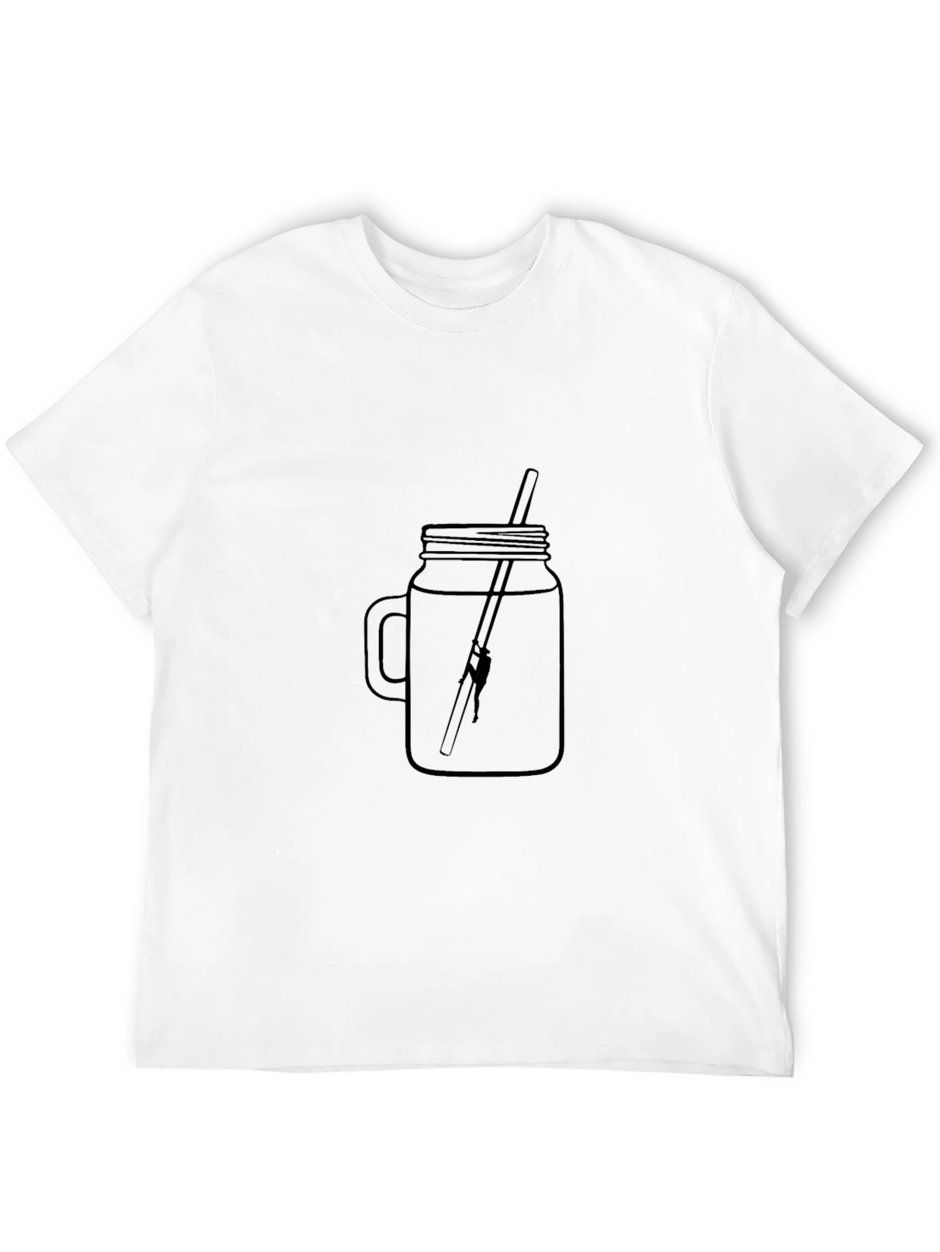 Black Fishing Rod in Jar Graphic Tee - Black Cotton T-Shirt view 12