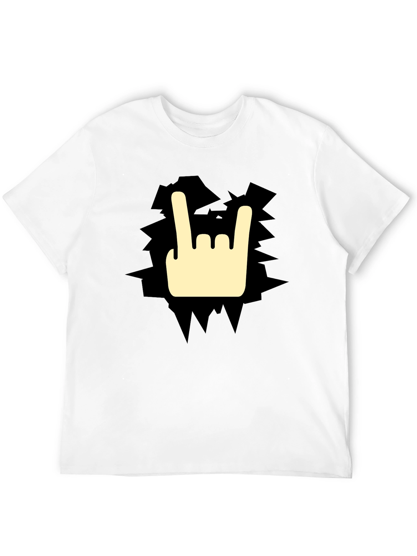 Black Rock On Graphic Tee - Black Cotton T-Shirt view 12