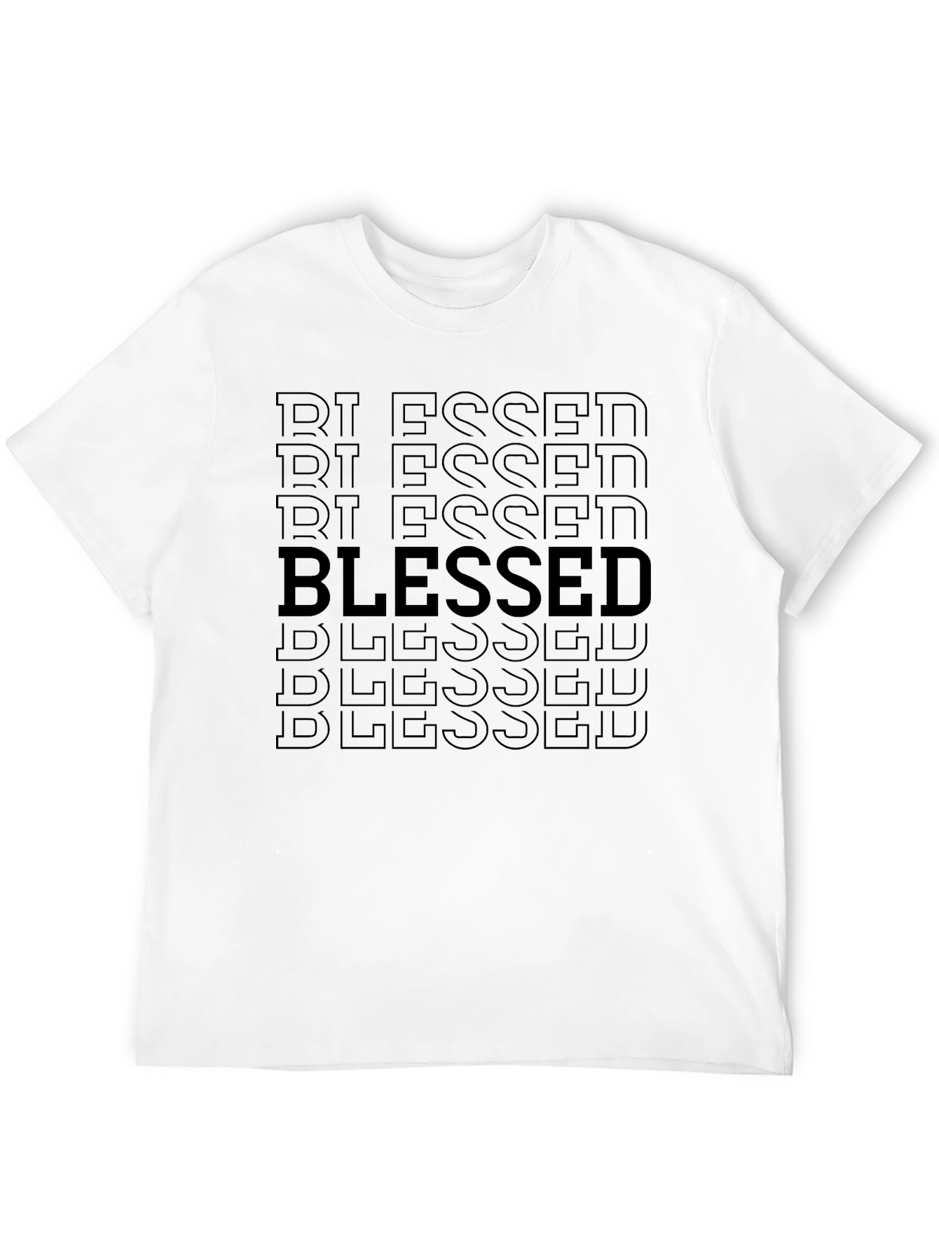 Black Blessed Graphic Print Black Crew Neck T-Shirt view 12