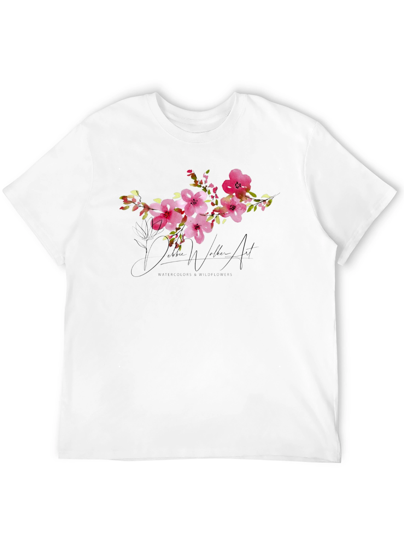 Black Floral Watercolor Art T-Shirt - Unique Design view 12
