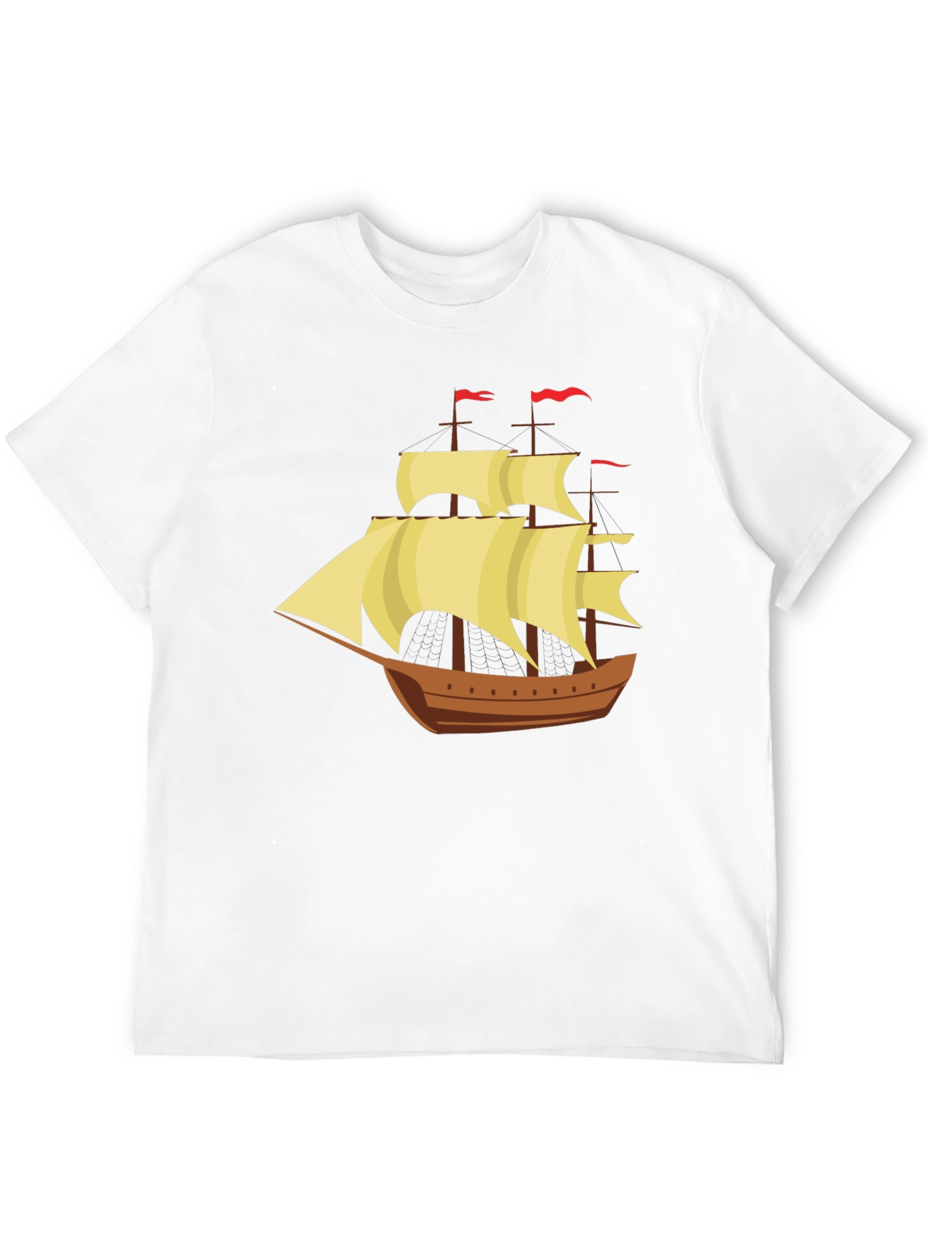 Black Vintage Sailing Ship Graphic Tee - Black Cotton T-Shirt view 12