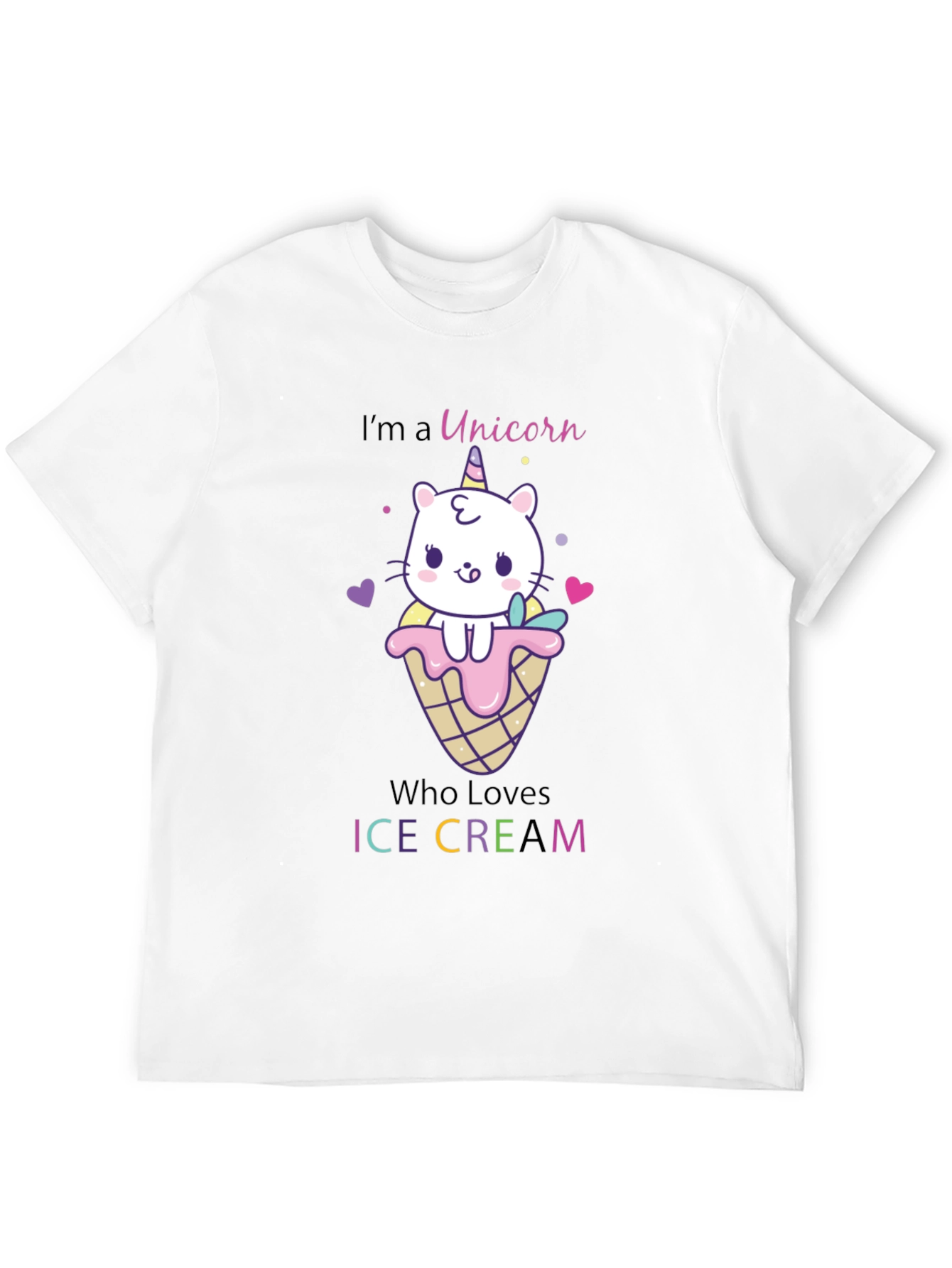 Black Unicorn Cat Ice Cream Graphic T-Shirt view 12