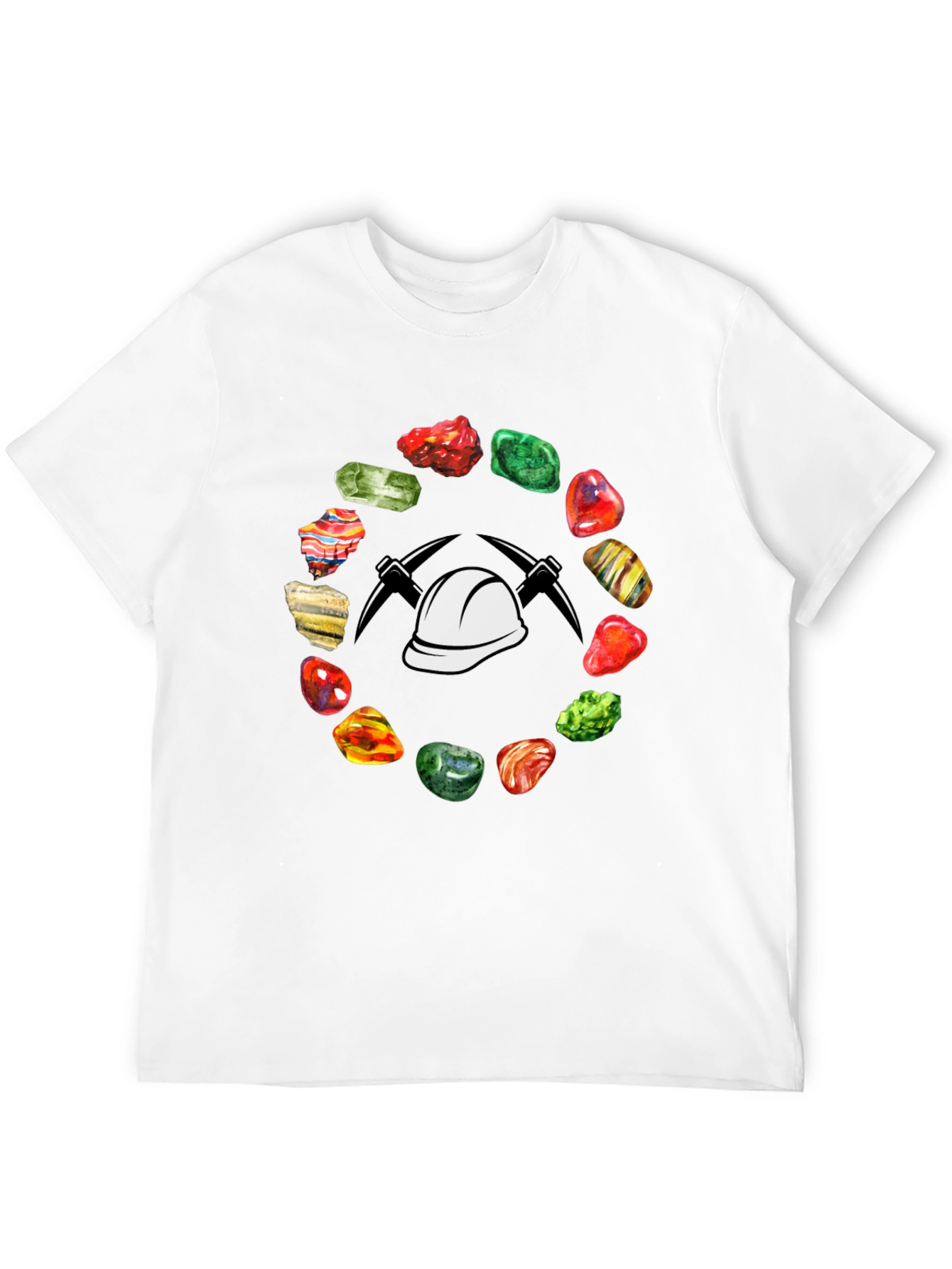 Black Miner T-Shirt: Gemstone Circle with Hard Hat & Pickaxes view 12