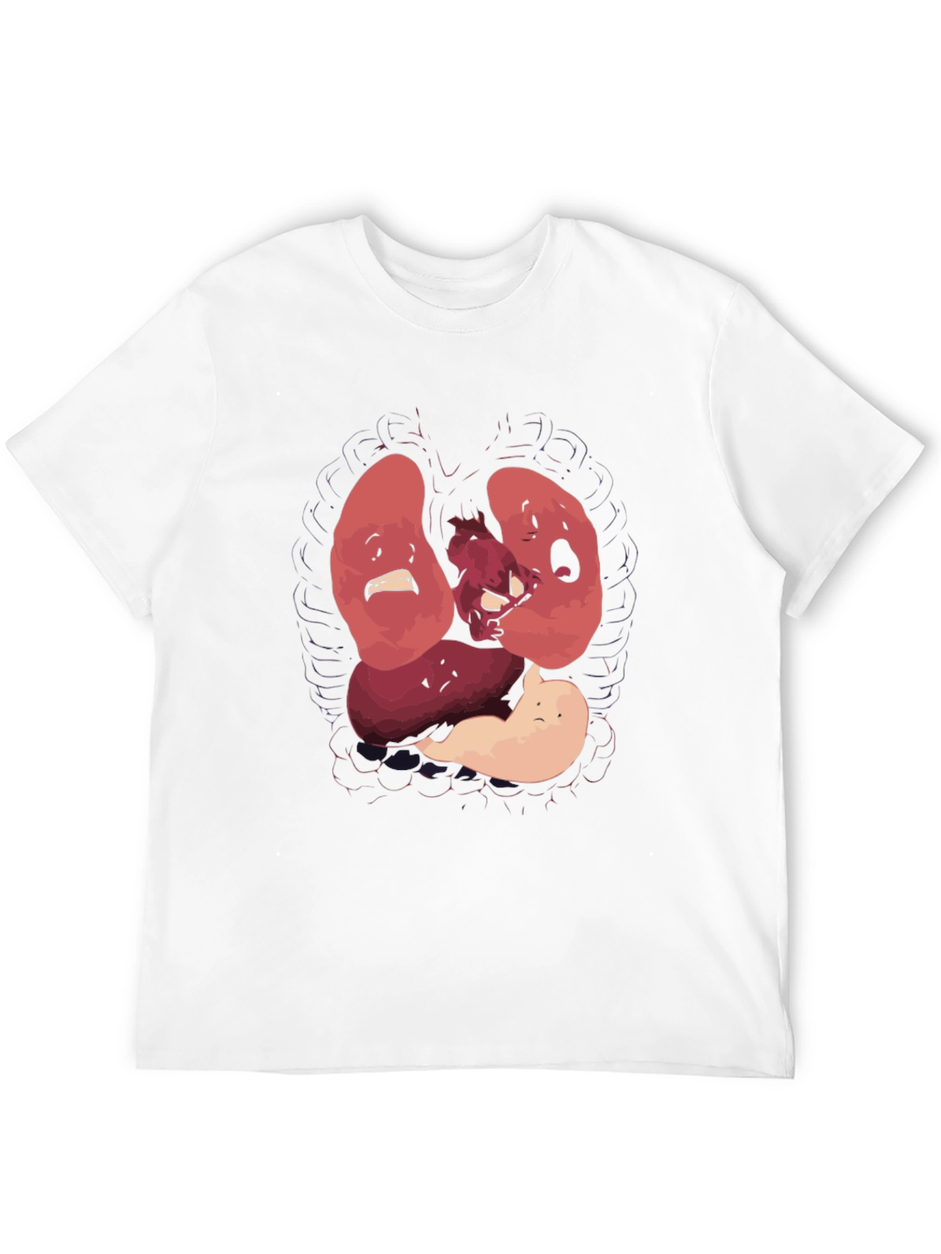 Black Anatomical T-Shirt Funny Organs Cartoon Tee view 12