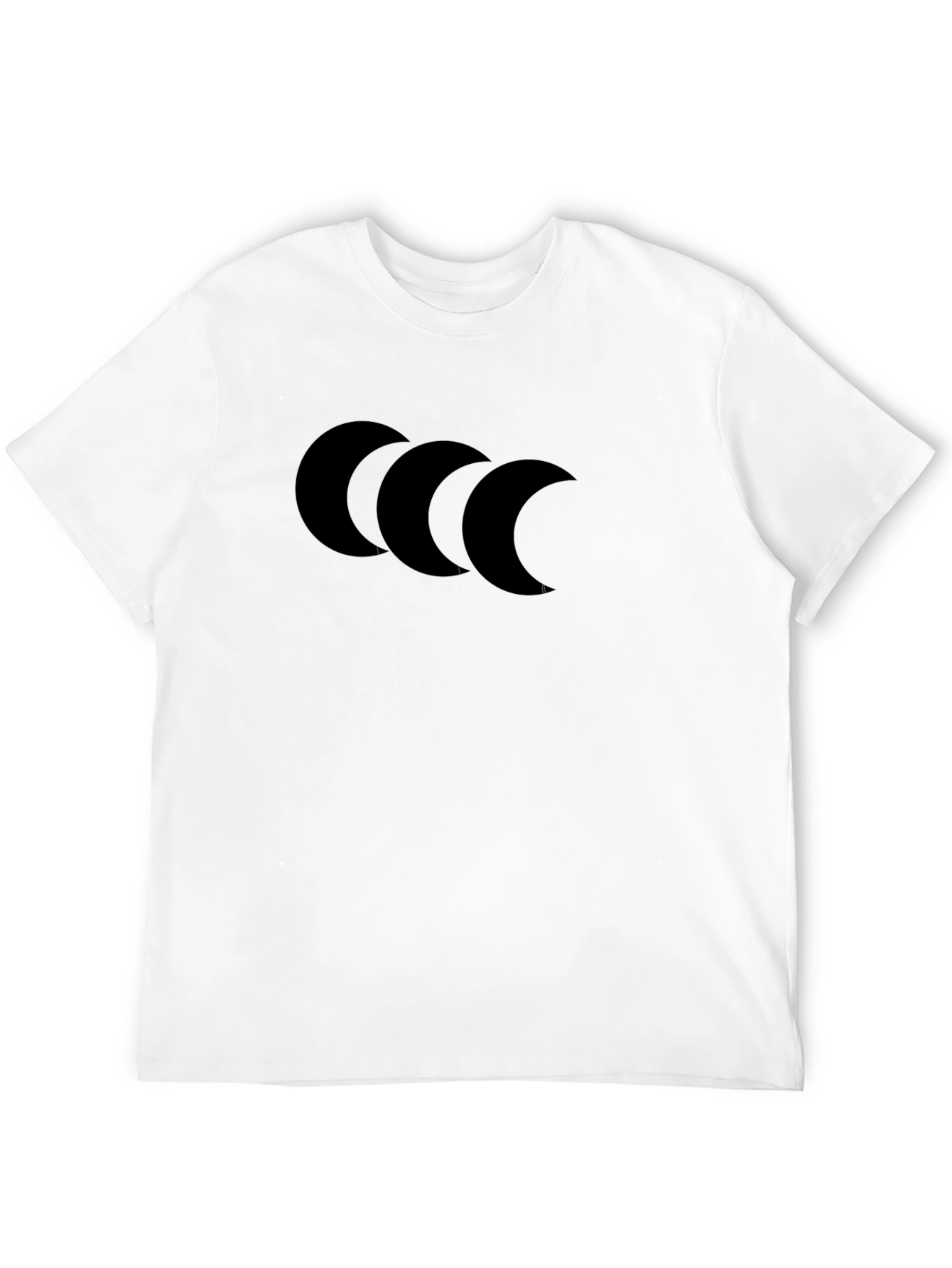 Black Men's Black T-Shirt with Crescent Moon Design view 12