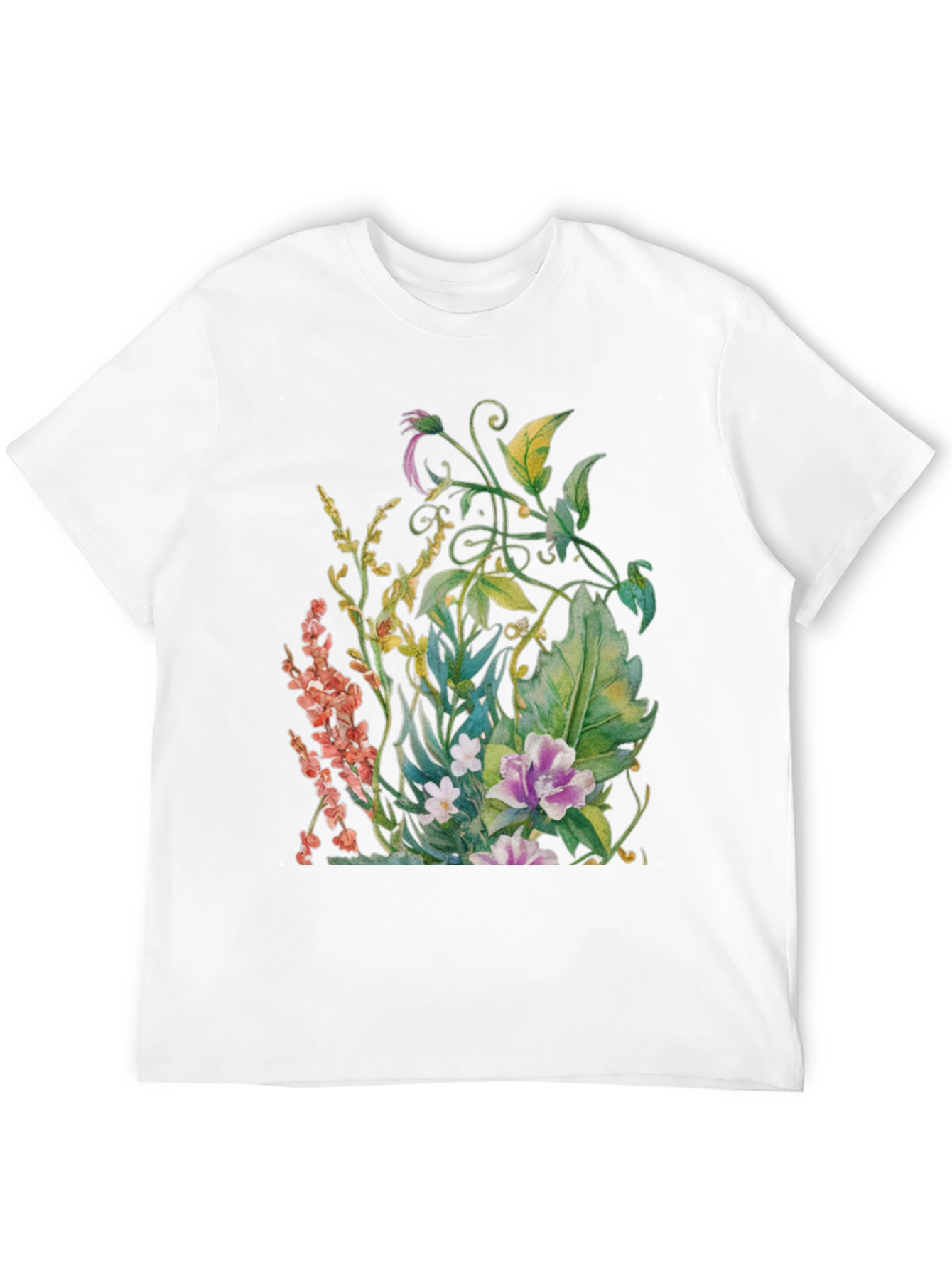 Black Floral Garden Watercolor Black T-Shirt view 12