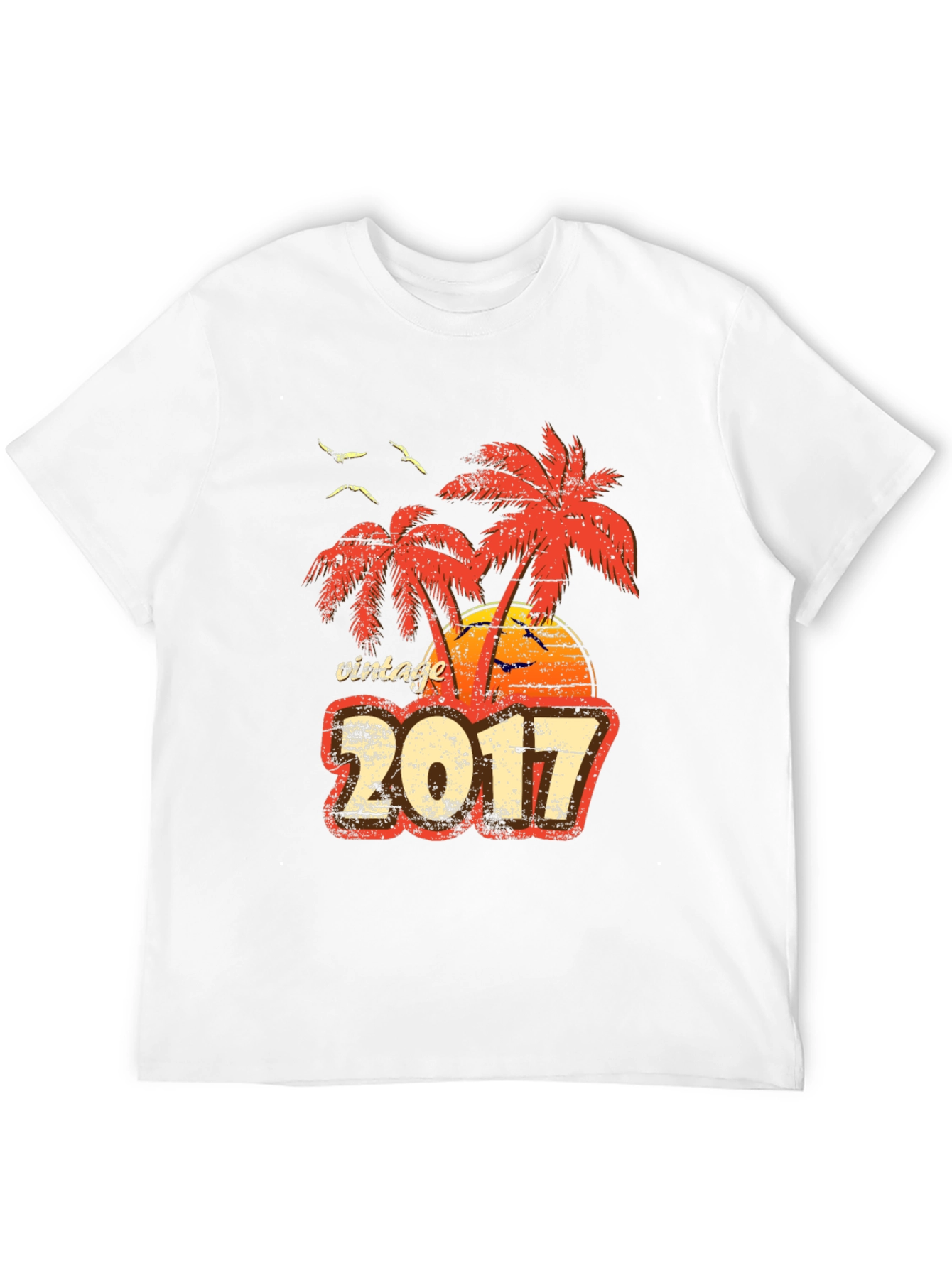 Black Vintage 2017 Palm Tree Sunset T-Shirt view 12