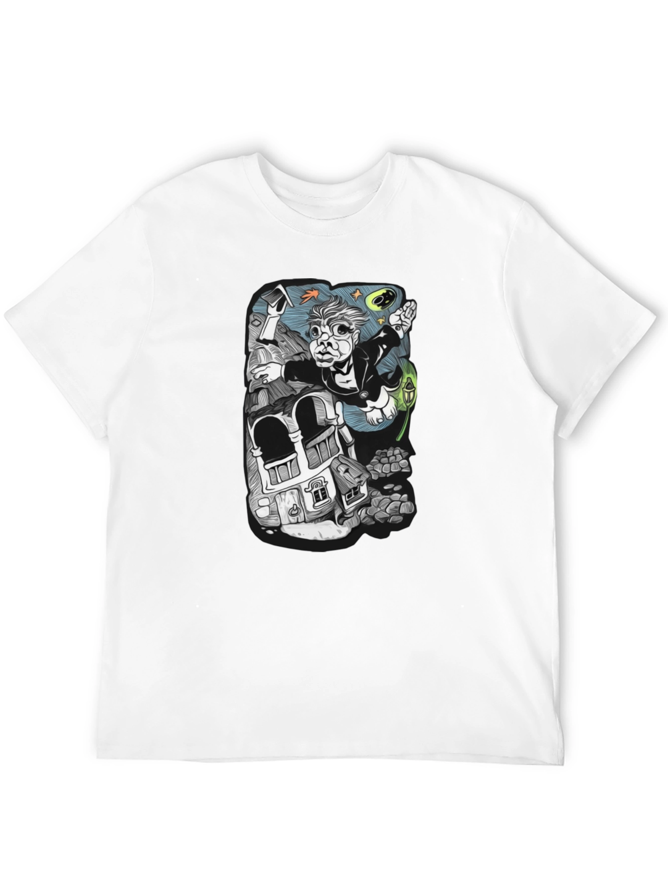 Black Surreal Cartoon T-Shirt - Black Cotton view 12