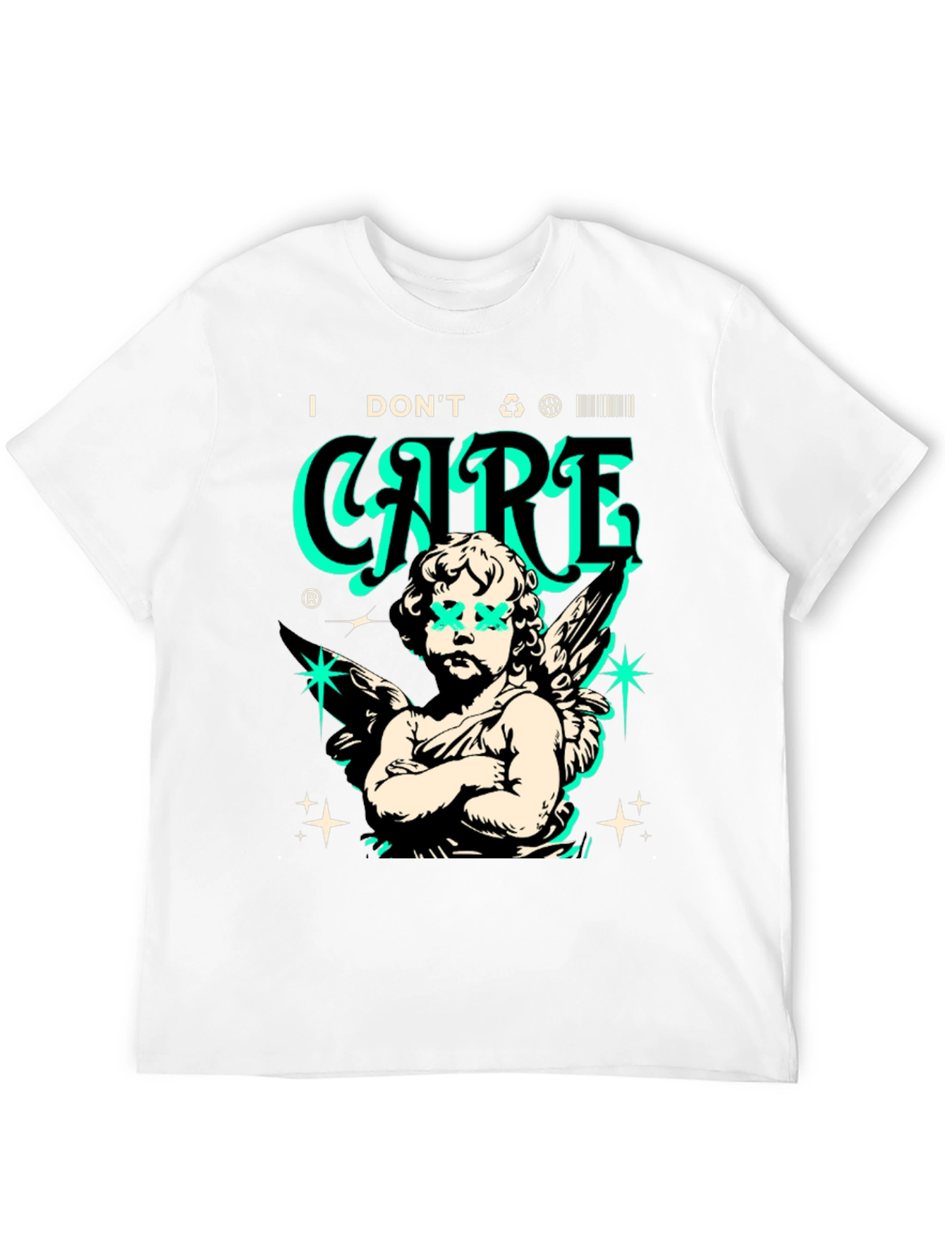 Black Edgy Angel Graphic T-Shirt - Black Cotton Tee view 12