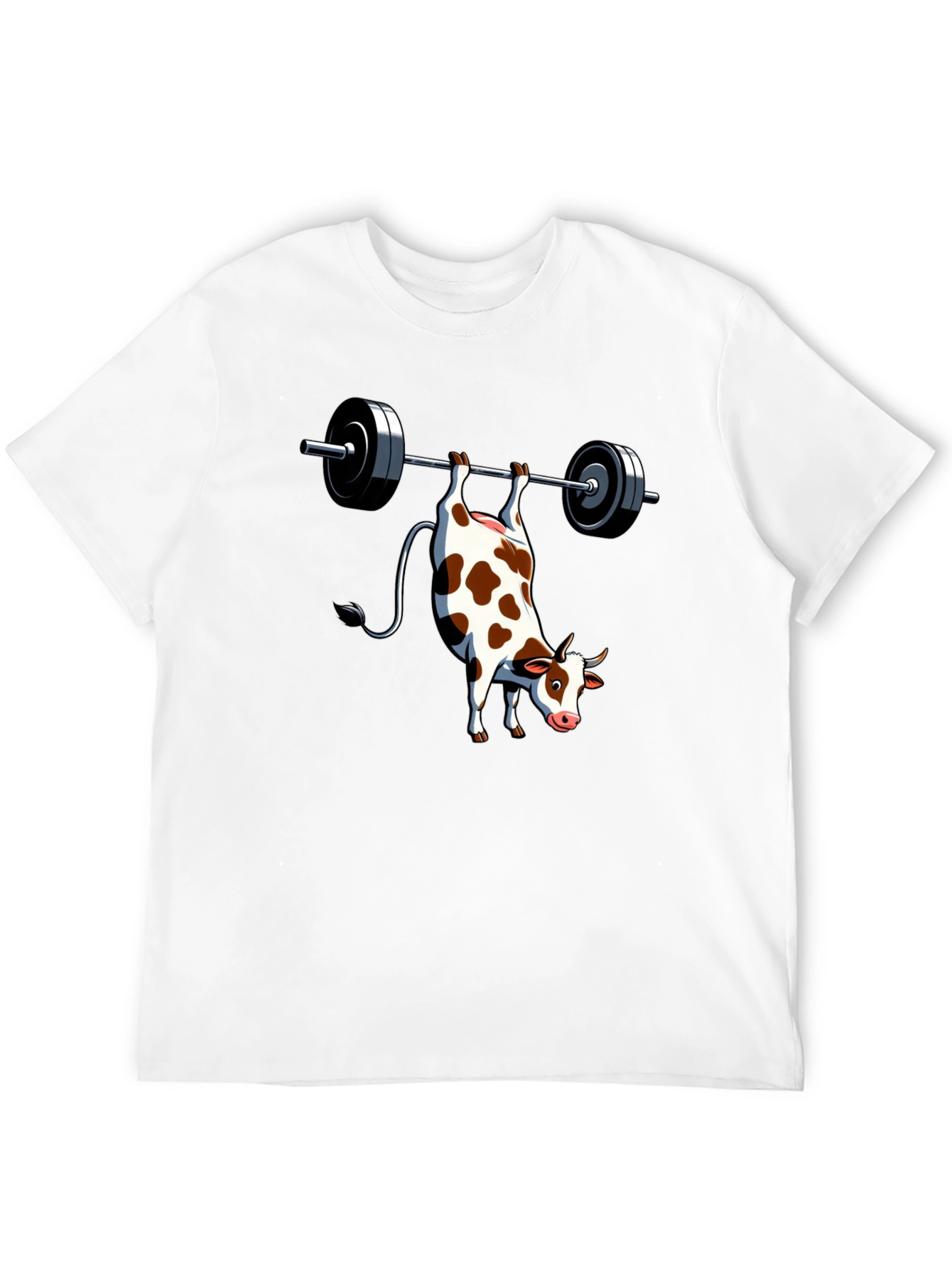Black Funny Cow Weightlifting Black T-Shirt view 12