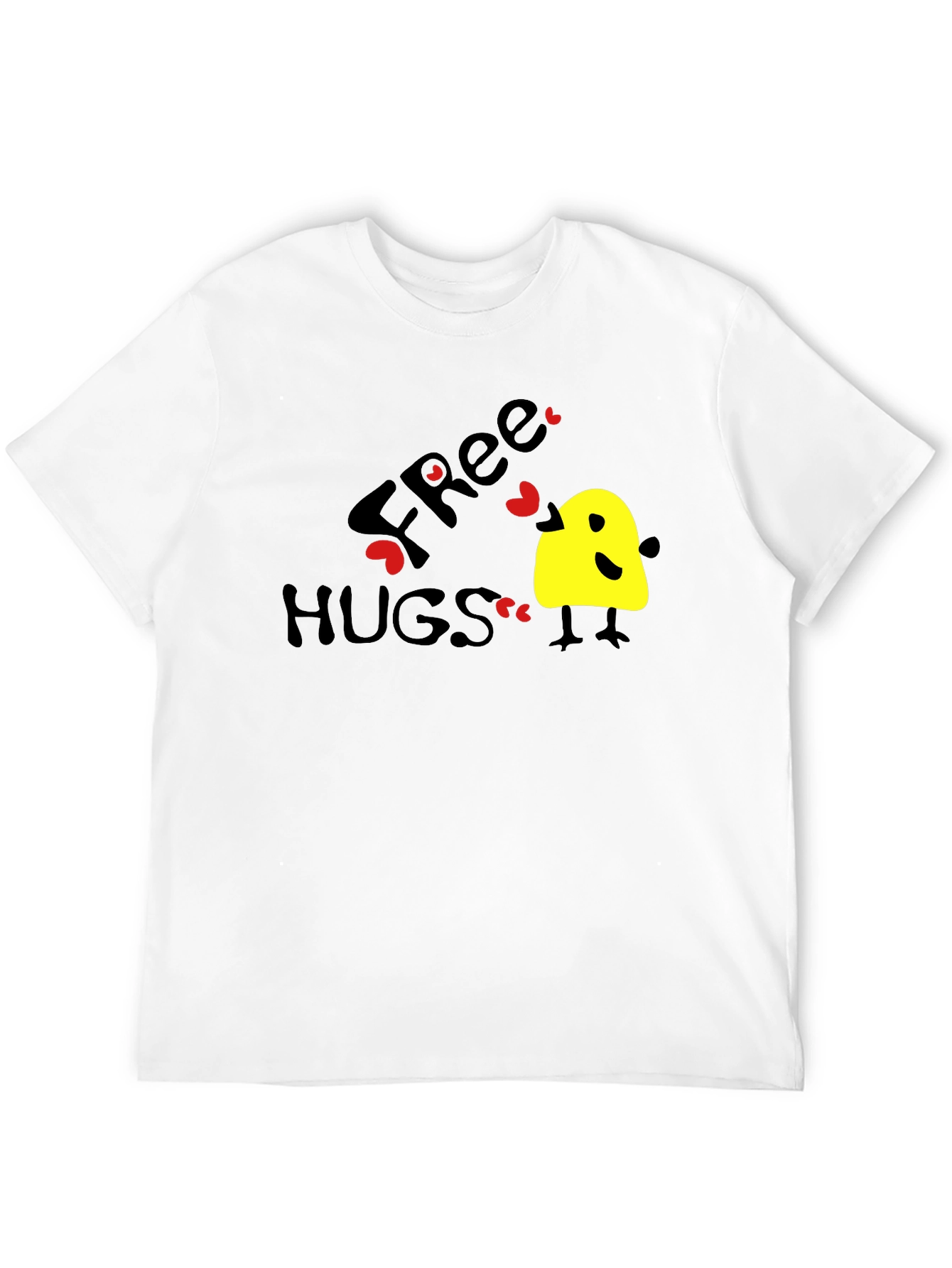 Black Free Hugs Graphic Tee - Black Cotton T-Shirt view 12