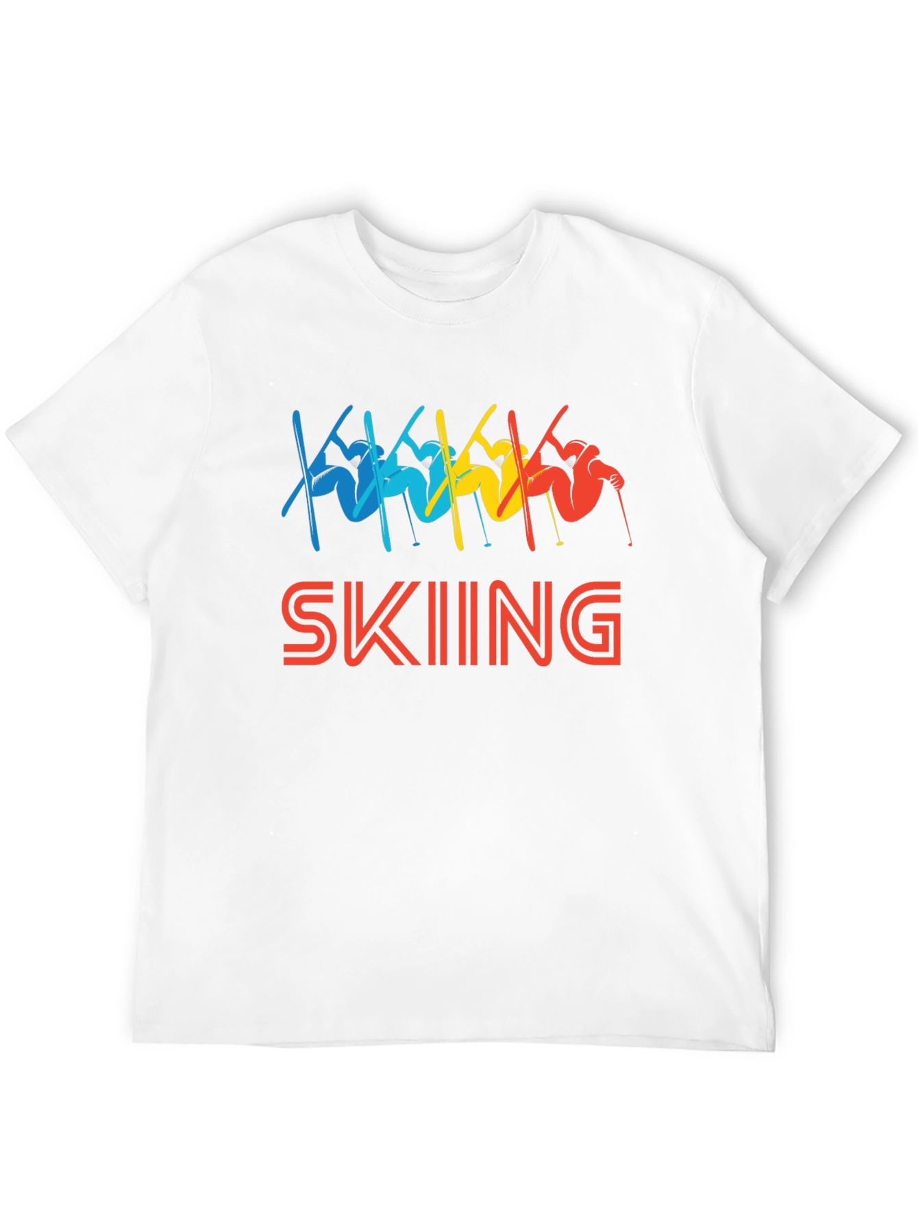 Black Retro Skiing T-Shirt - Colorful Winter Sport Tee view 12