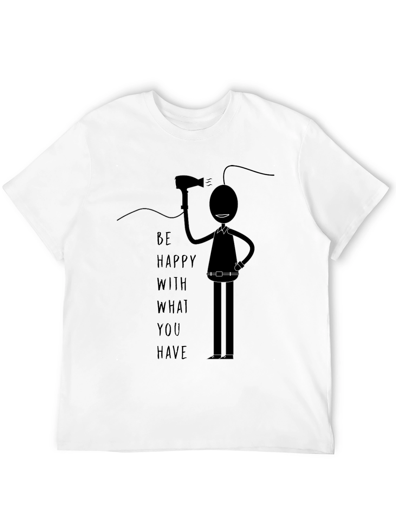 Black Be Happy T-Shirt - Novelty Graphic Tee view 12