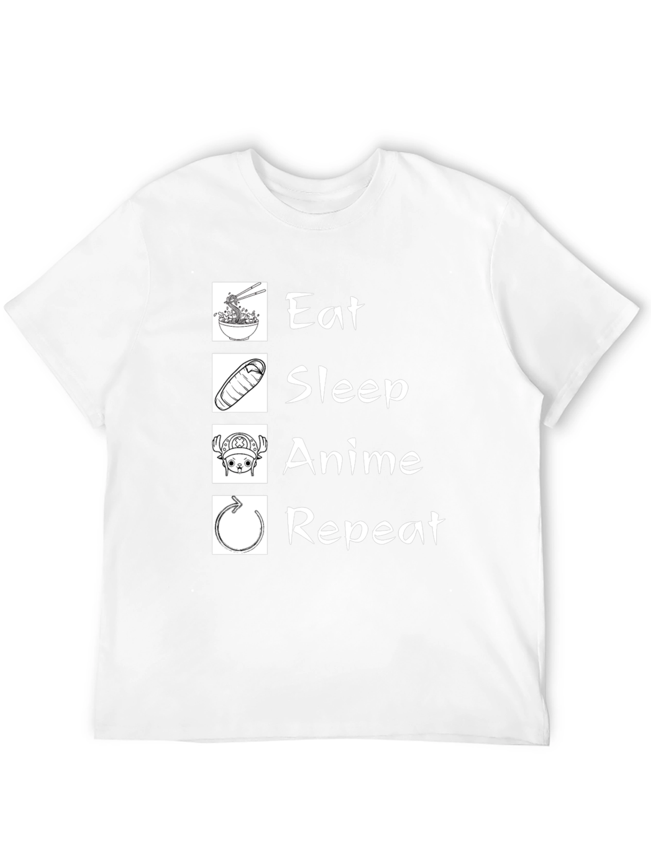 Black Eat Sleep Anime Repeat T-Shirt - Black Cotton Graphic Tee view 12