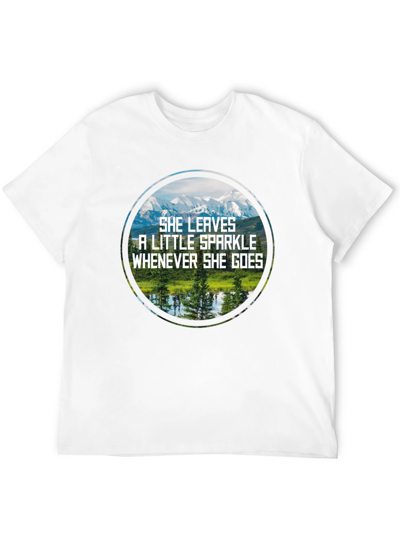 Black Sparkle Mountain Scene Black T-Shirt view 12