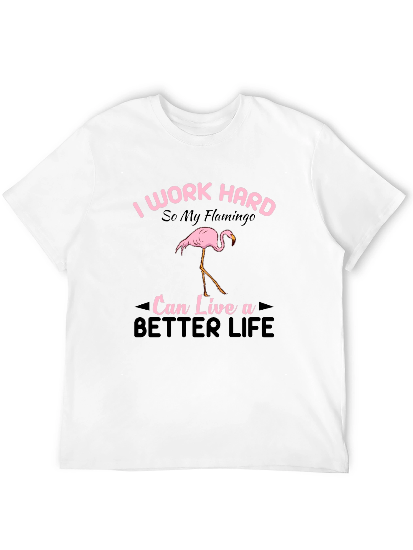 Black I Work Hard Flamingo Graphic T-Shirt view 12