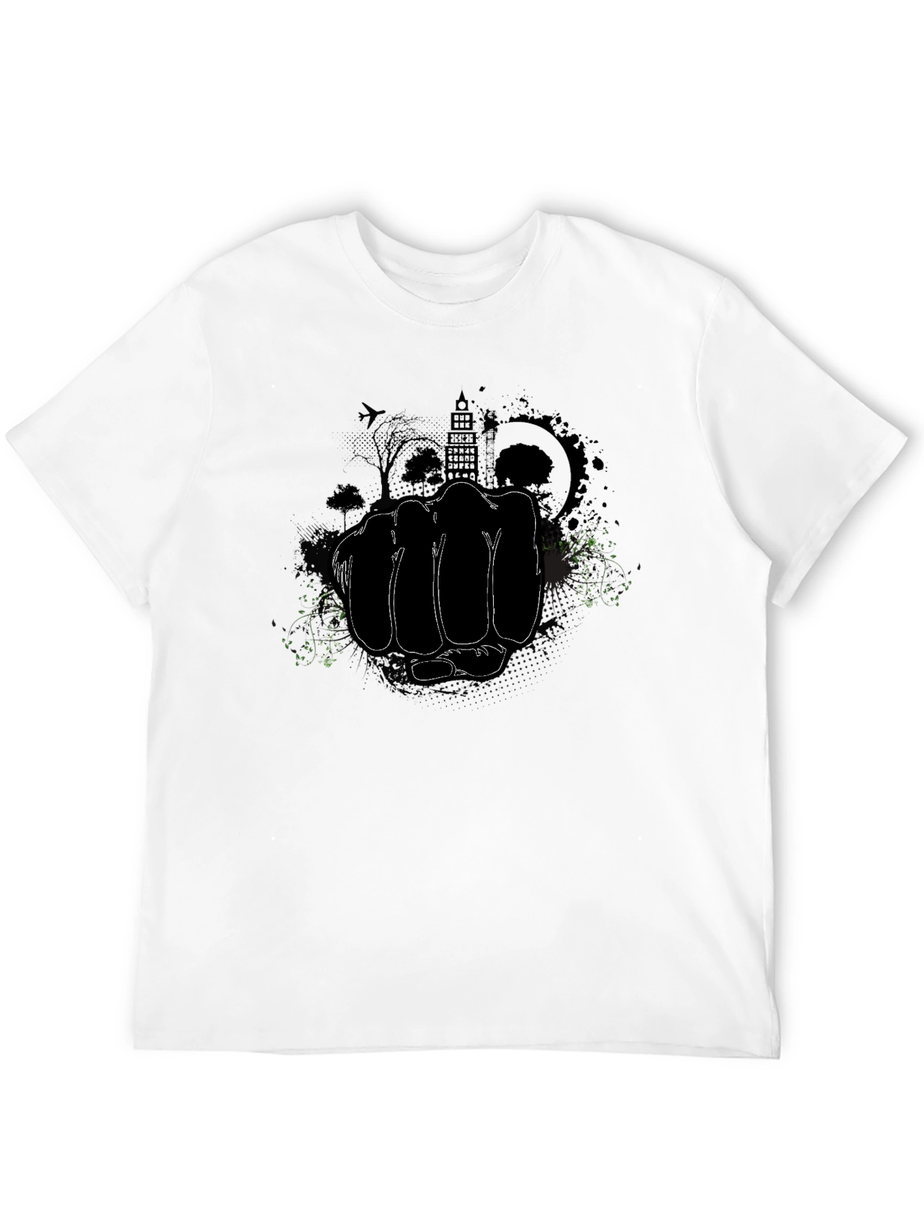 Black Urban Fist Graphic Tee - Black Cotton T-Shirt view 12
