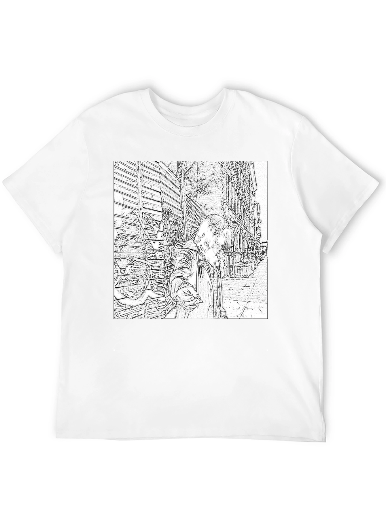 Black Monochrome Sketch Art Tee view 12