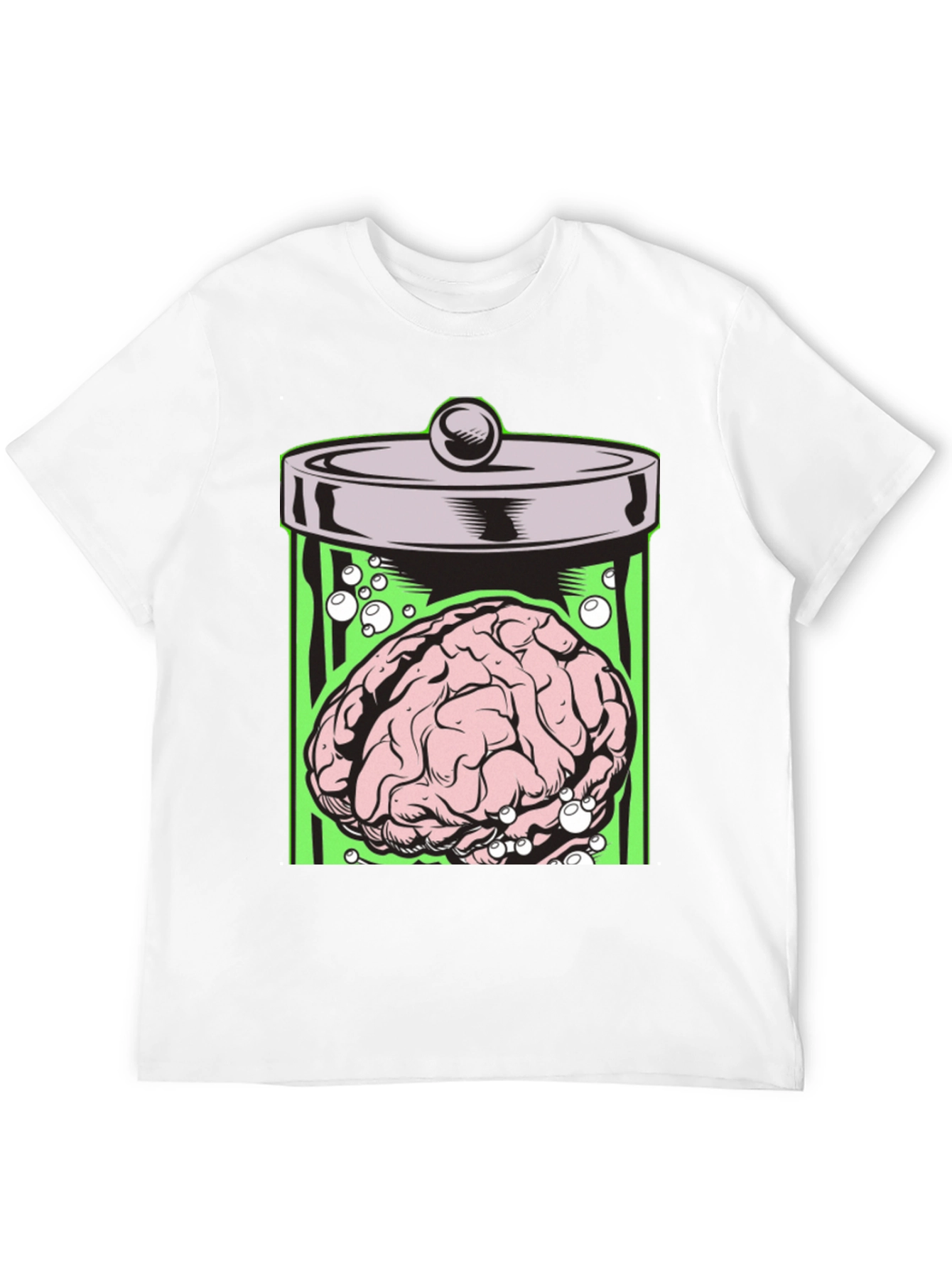 Black Brain in Jar Graphic Tee - Men's Black T-Shirt view 12