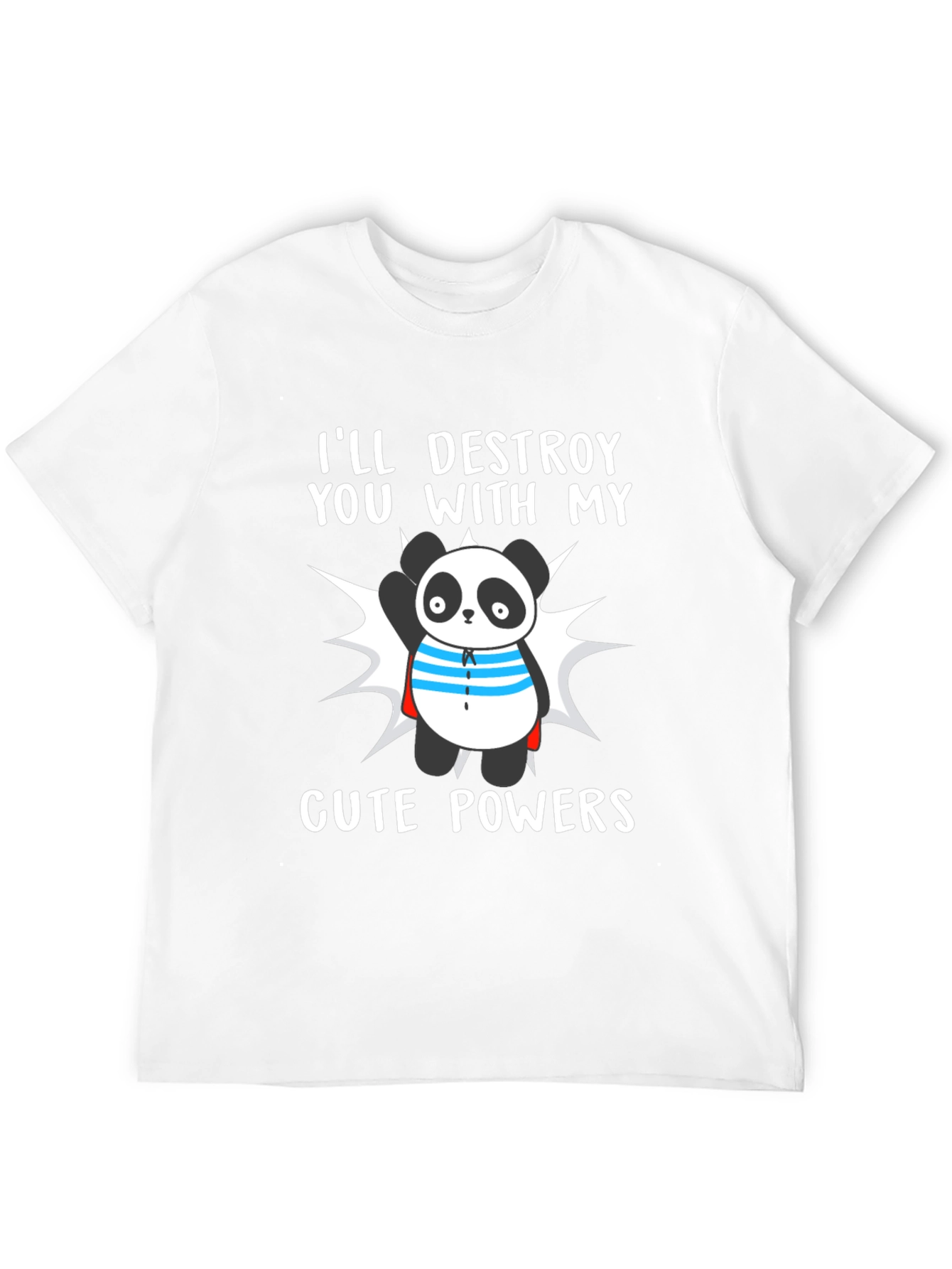 Black Cute Panda Powers T-Shirt - Funny Cartoon Tee view 12