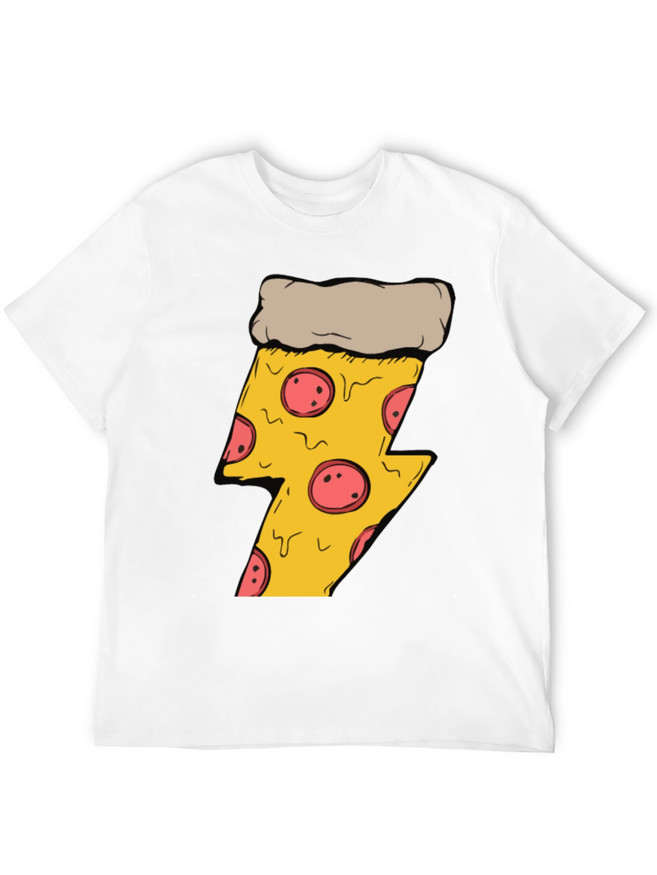 Black Pizza Lightning Bolt T-Shirt - Black Cotton Tee view 12