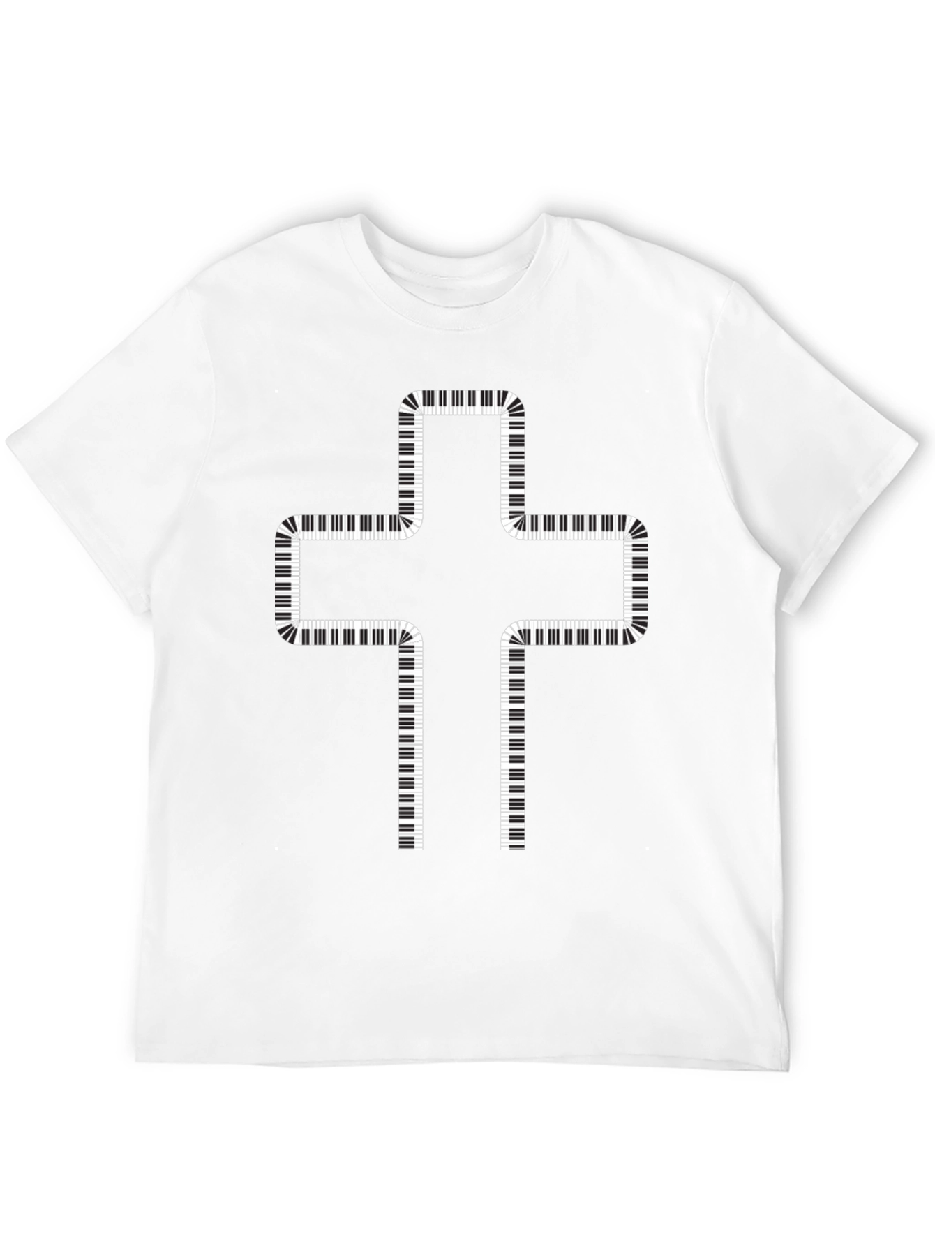 Black Piano Keys Cross Graphic T-Shirt view 12