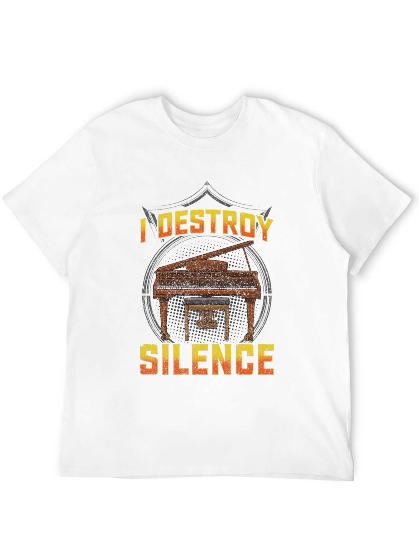 Black I Destroy Silence Piano T-Shirt view 12
