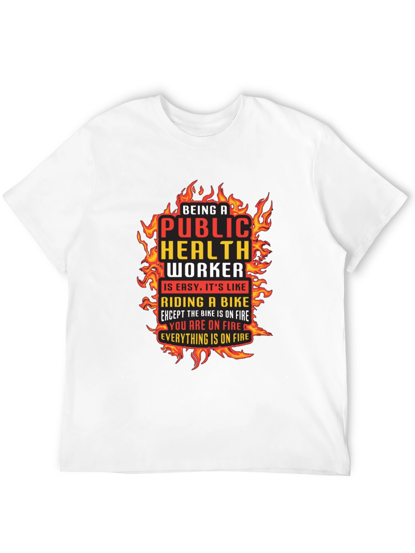 Black Public Health Worker On Fire Graphic T-Shirt view 12