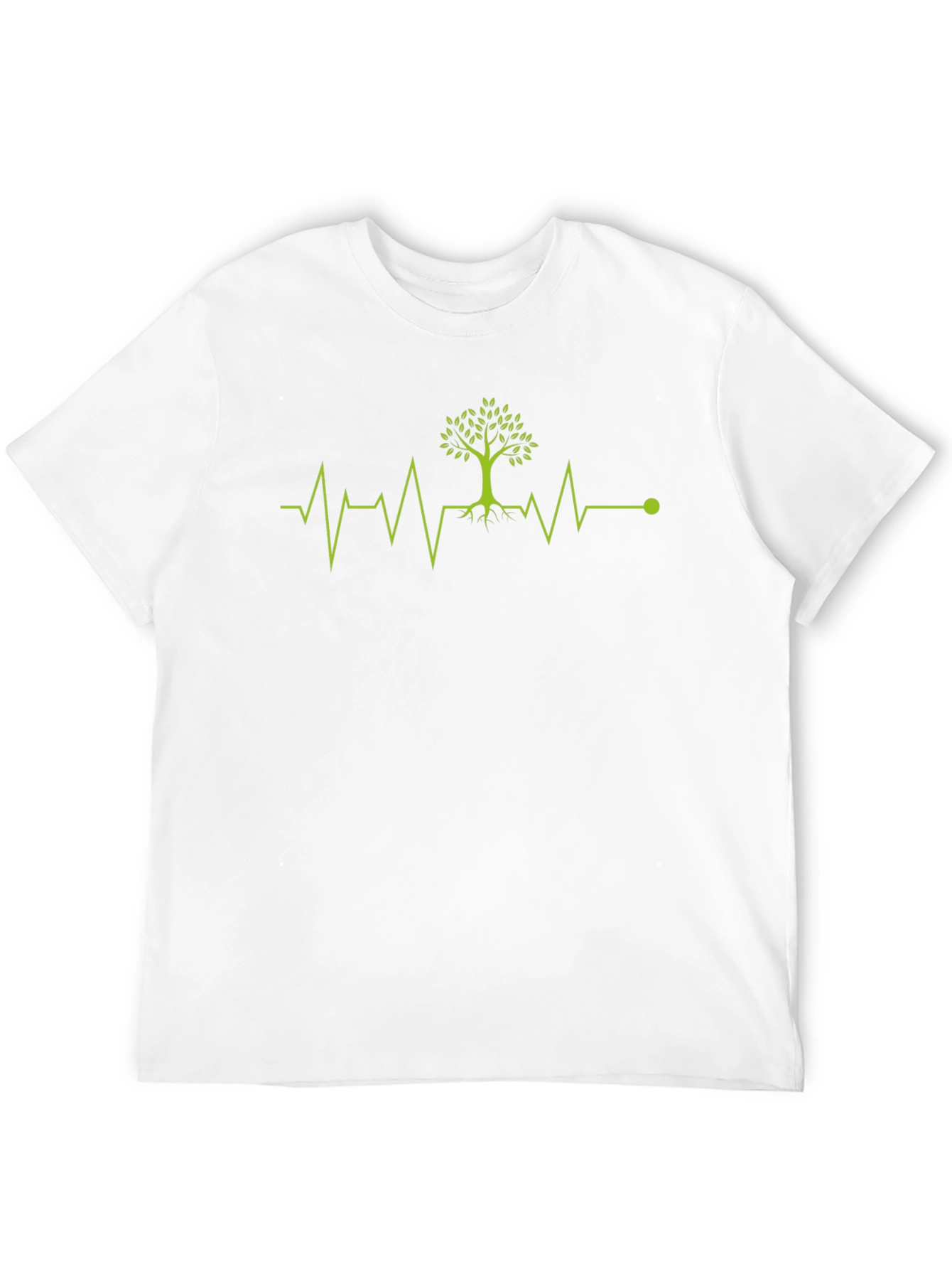 Black Nature's Heartbeat Tee: Green Tree ECG Design view 12