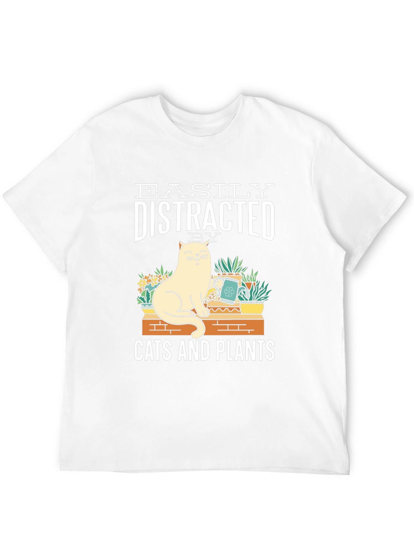 Black Easily Distracted by Cats & Plants Graphic T-Shirt view 12