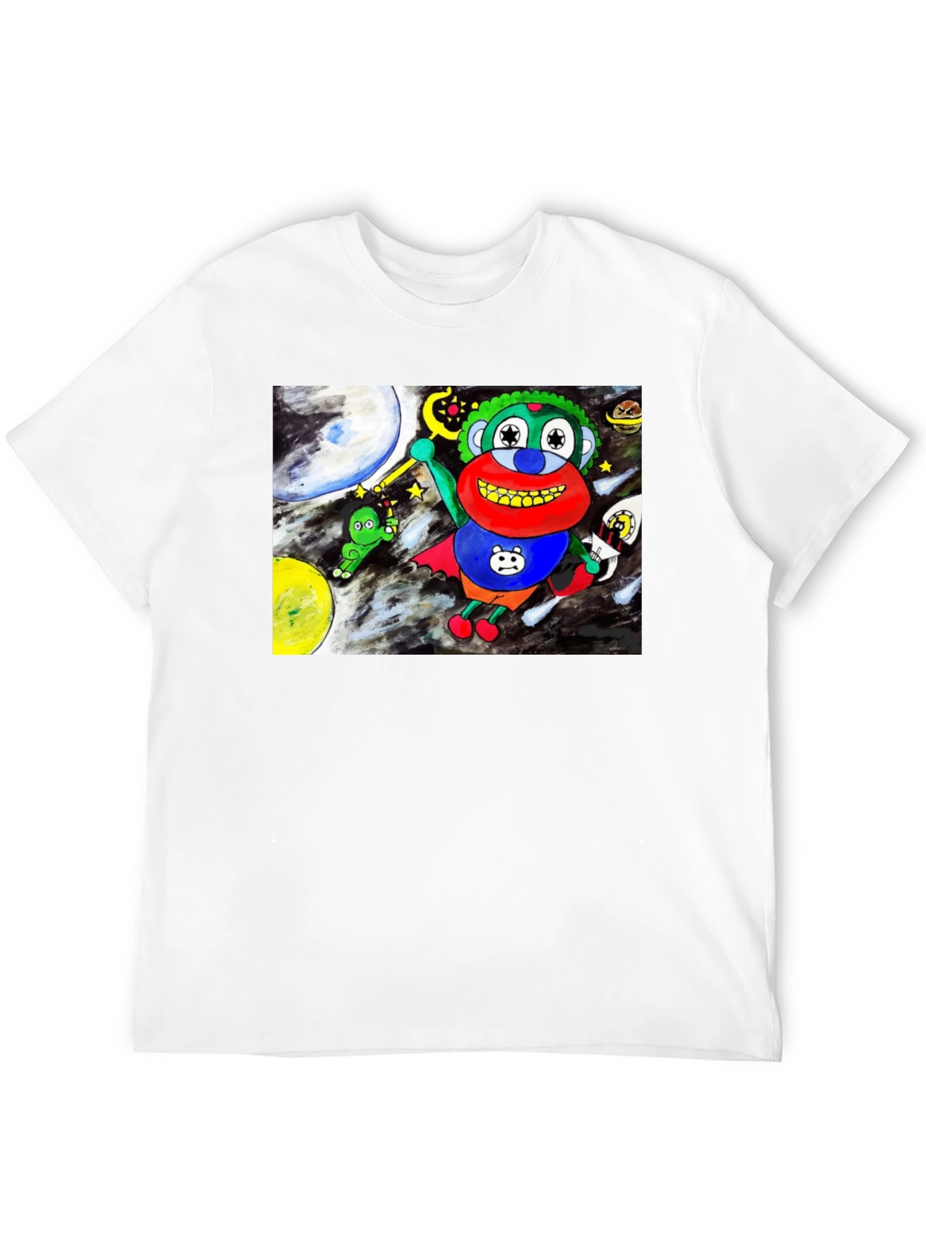 Black Cartoon Graphic Tee: Space Adventure view 12
