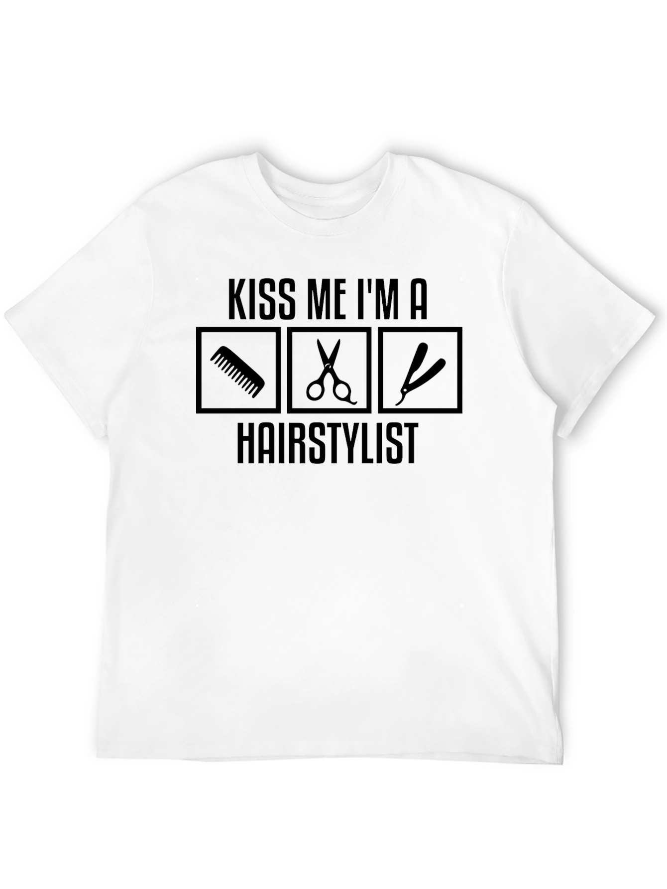 Kiss Me I'm A Hairstylist Black Graphic Tee - 12
