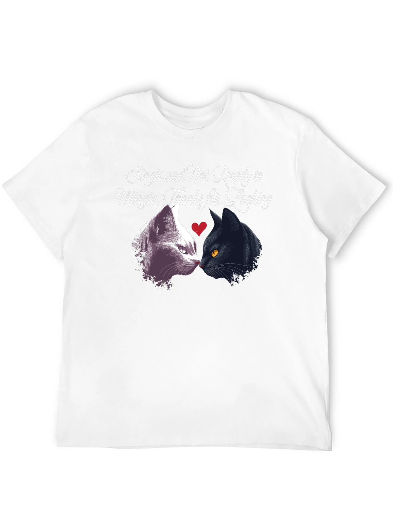 Black Single Not Ready to Mingle Cat T-Shirt view 12