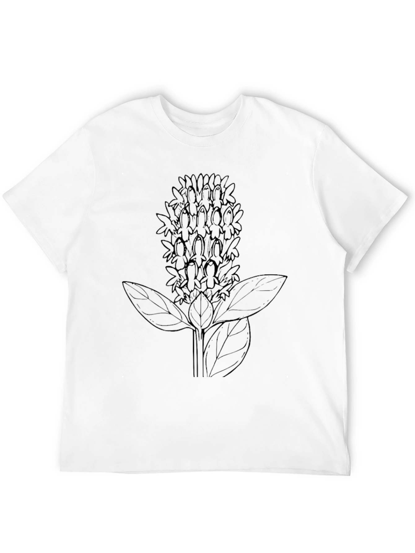Black Floral Line Art Black T-Shirt view 12