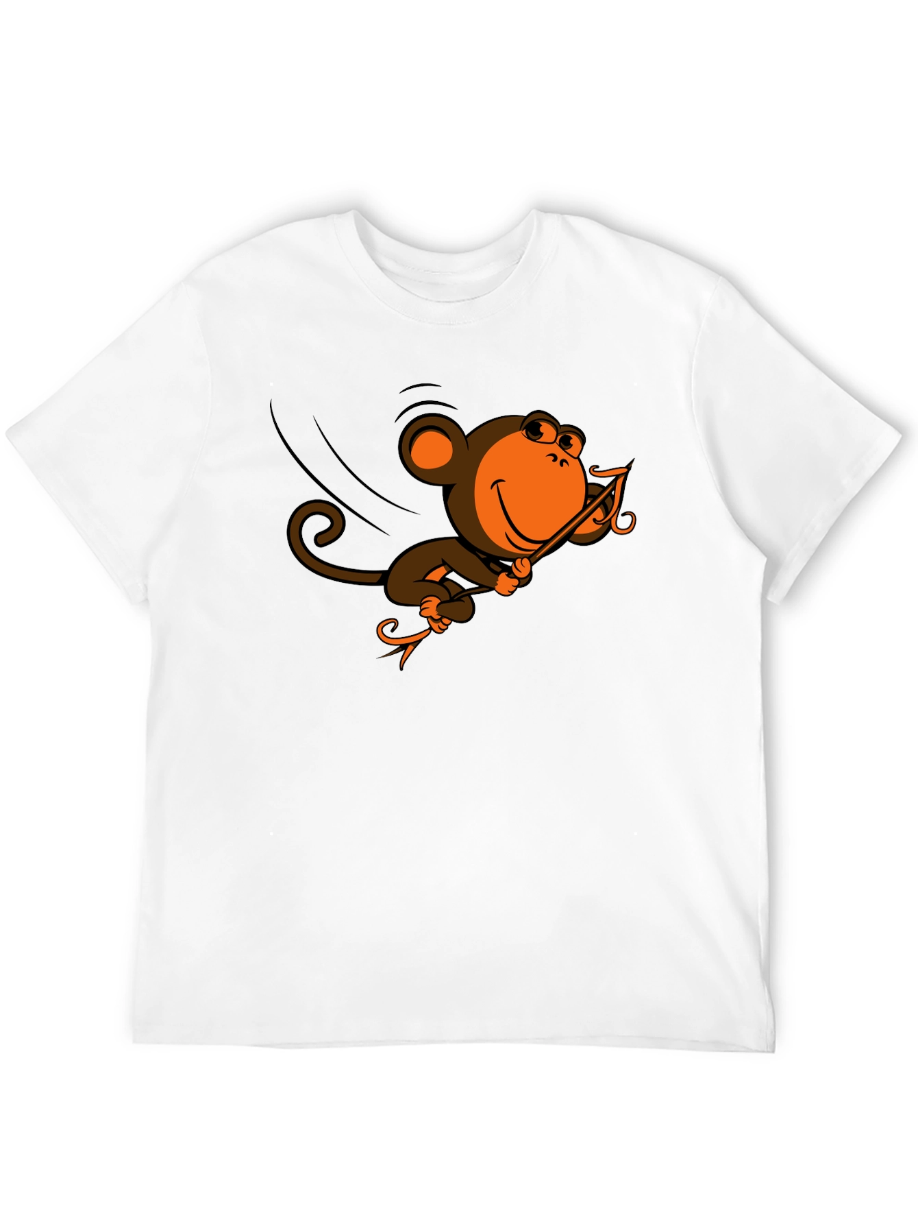 Black Monkey Swinging T-Shirt - Fun Cartoon Design view 12