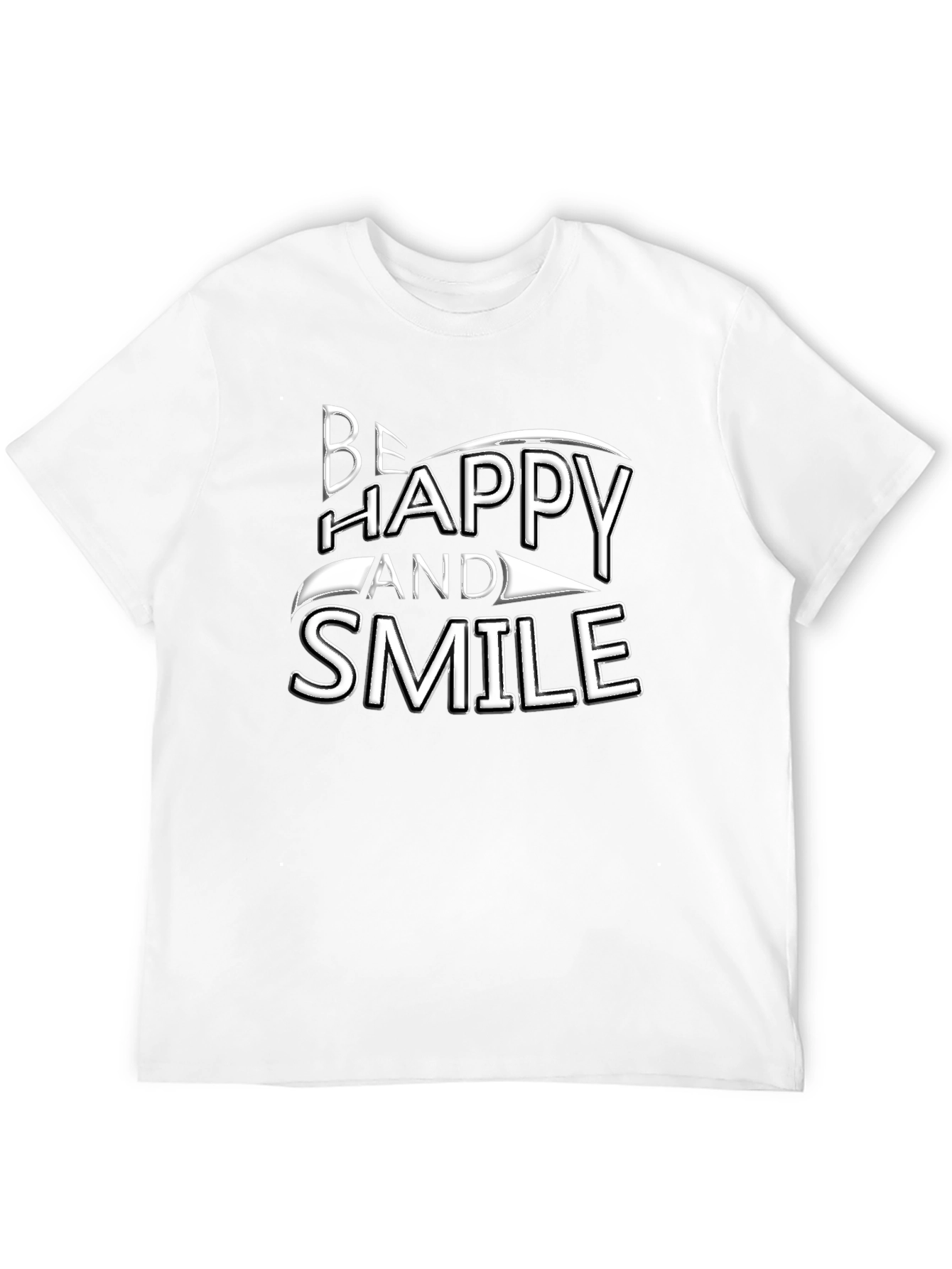 Black Be Happy and Smile Graphic Tee - Black Cotton Blend view 12