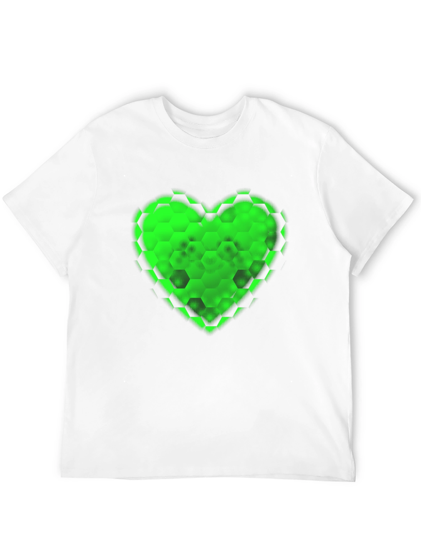 Black Green Hex Heart Graphic T-Shirt - Soft Cotton Blend view 12