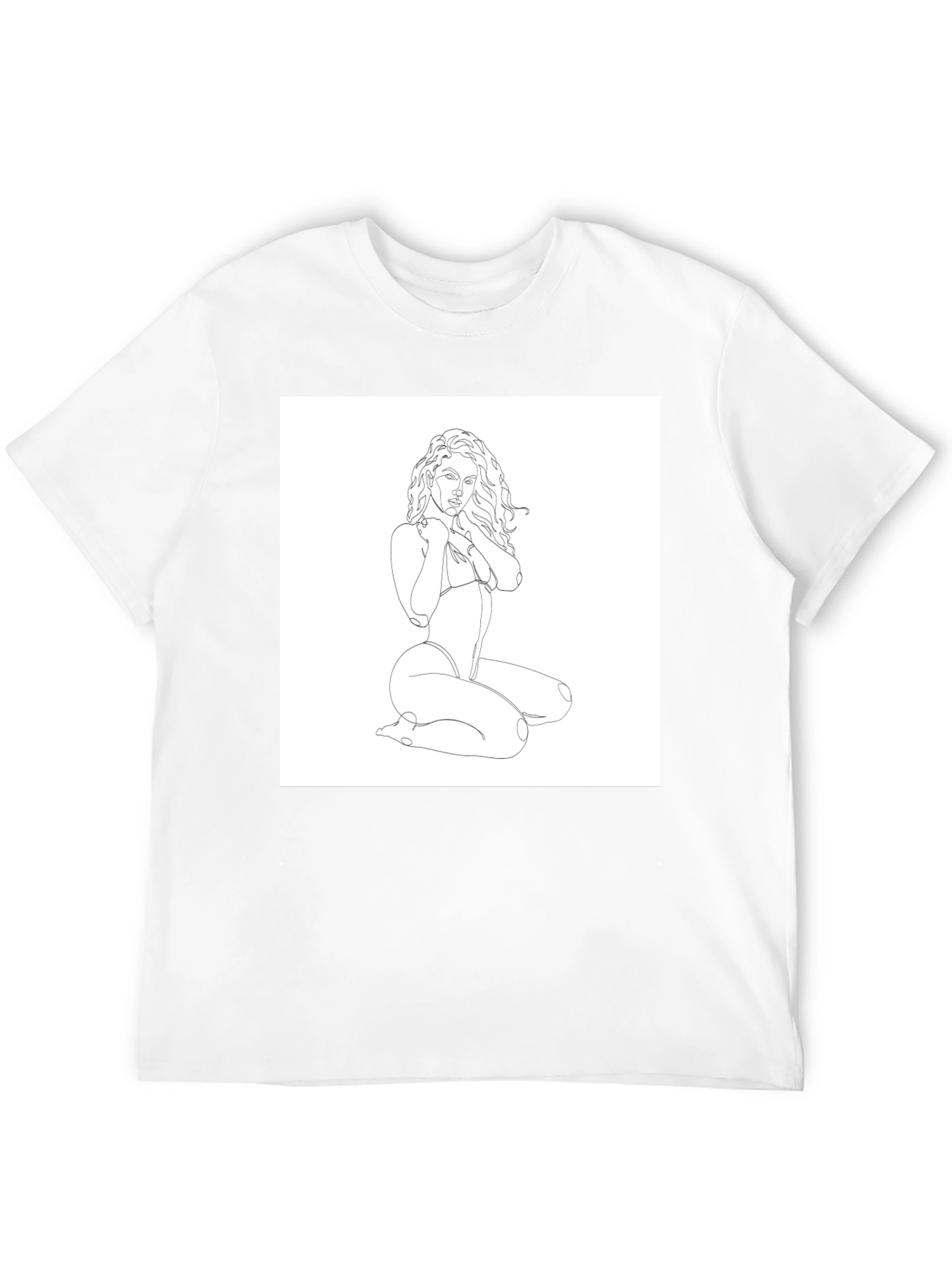 Black Minimalist Woman Line Art Black T-Shirt view 12
