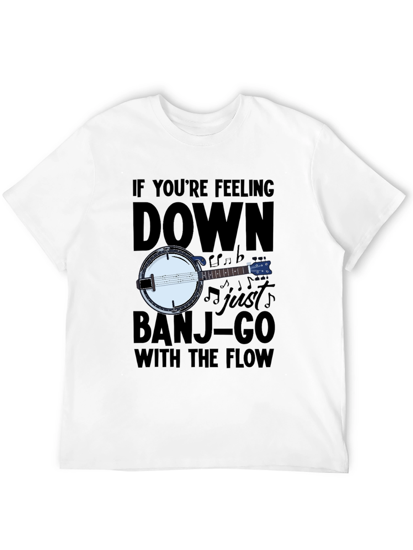Black Banjo Music T-Shirt - "Banjo-Go With The Flow" view 12