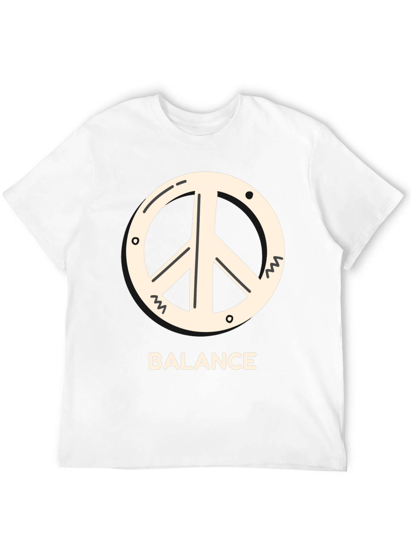 Black Balance Peace Sign Tee - Black Cotton T-Shirt view 12