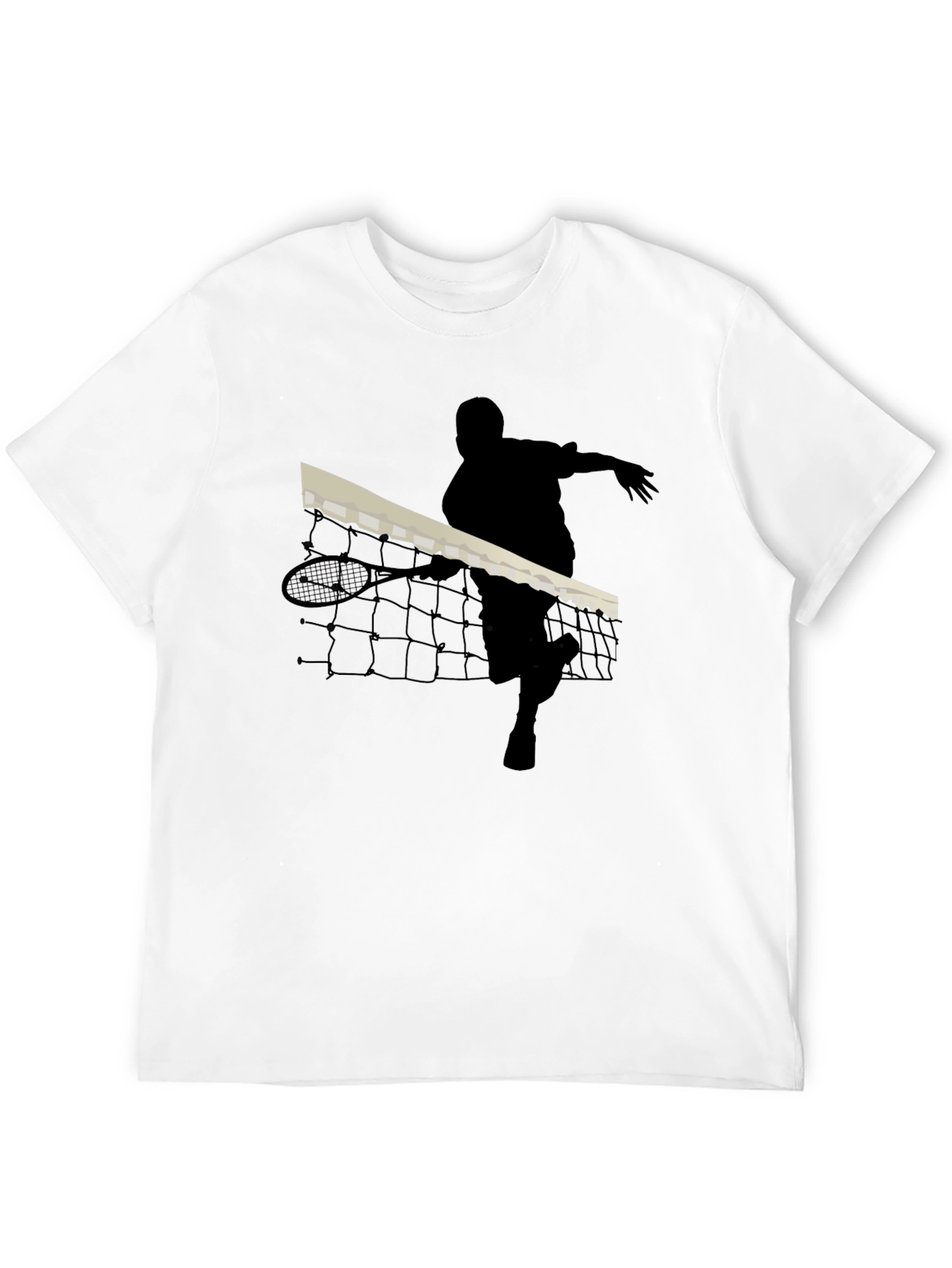 Black Tennis Player Silhouette Black T-Shirt view 12