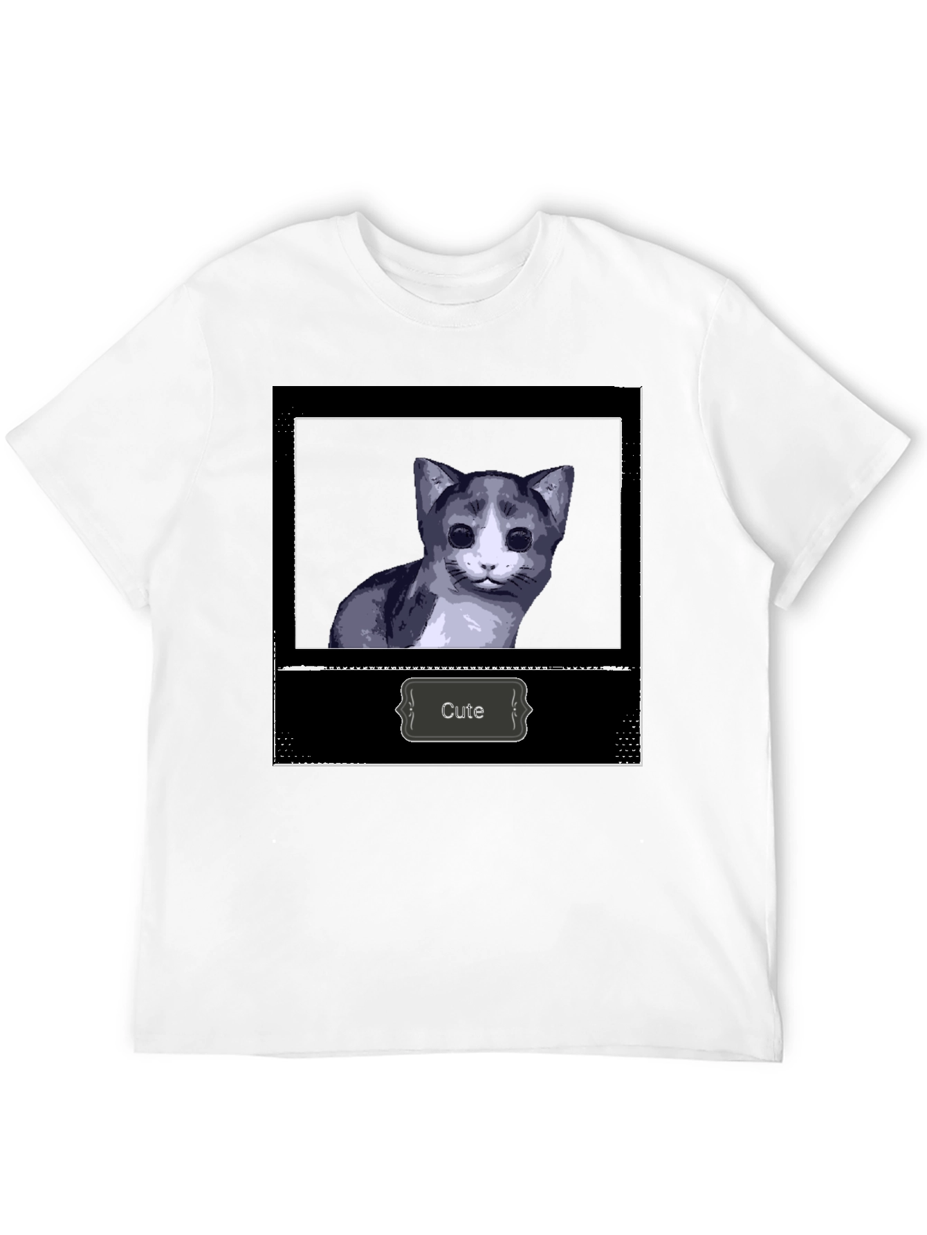 Black Cute Cat Graphic Print Black T-Shirt view 12